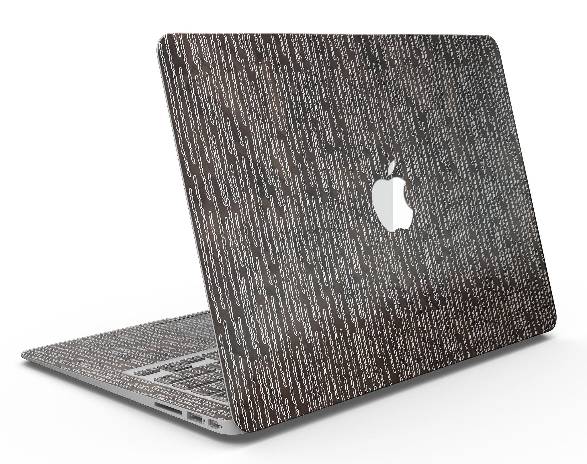 Brown and white watercolor squiggles skin for MacBook Air, showcasing a stylish design that protects the device.