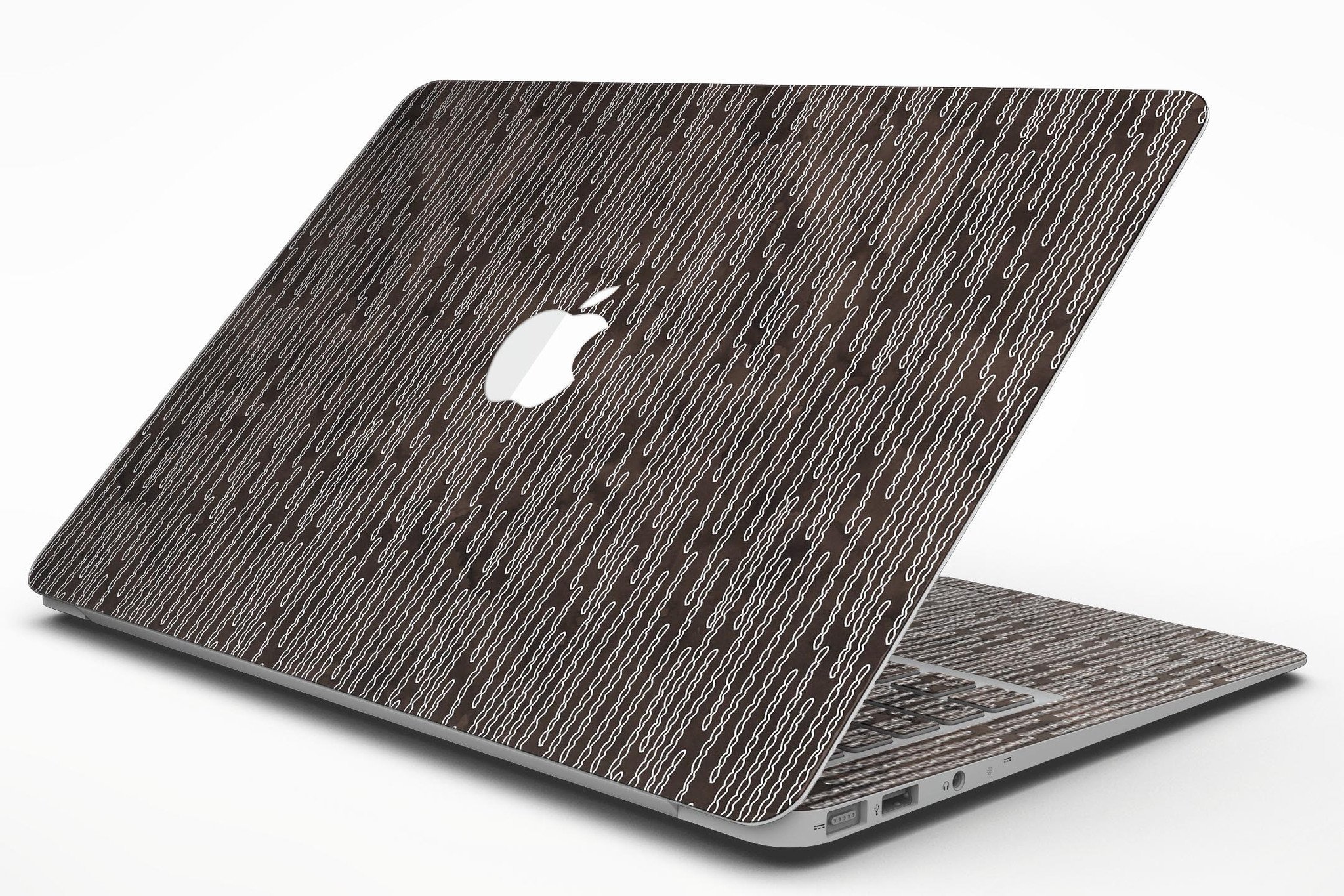 Brown and white watercolor squiggles skin for MacBook Air, showcasing a stylish design that protects the device.