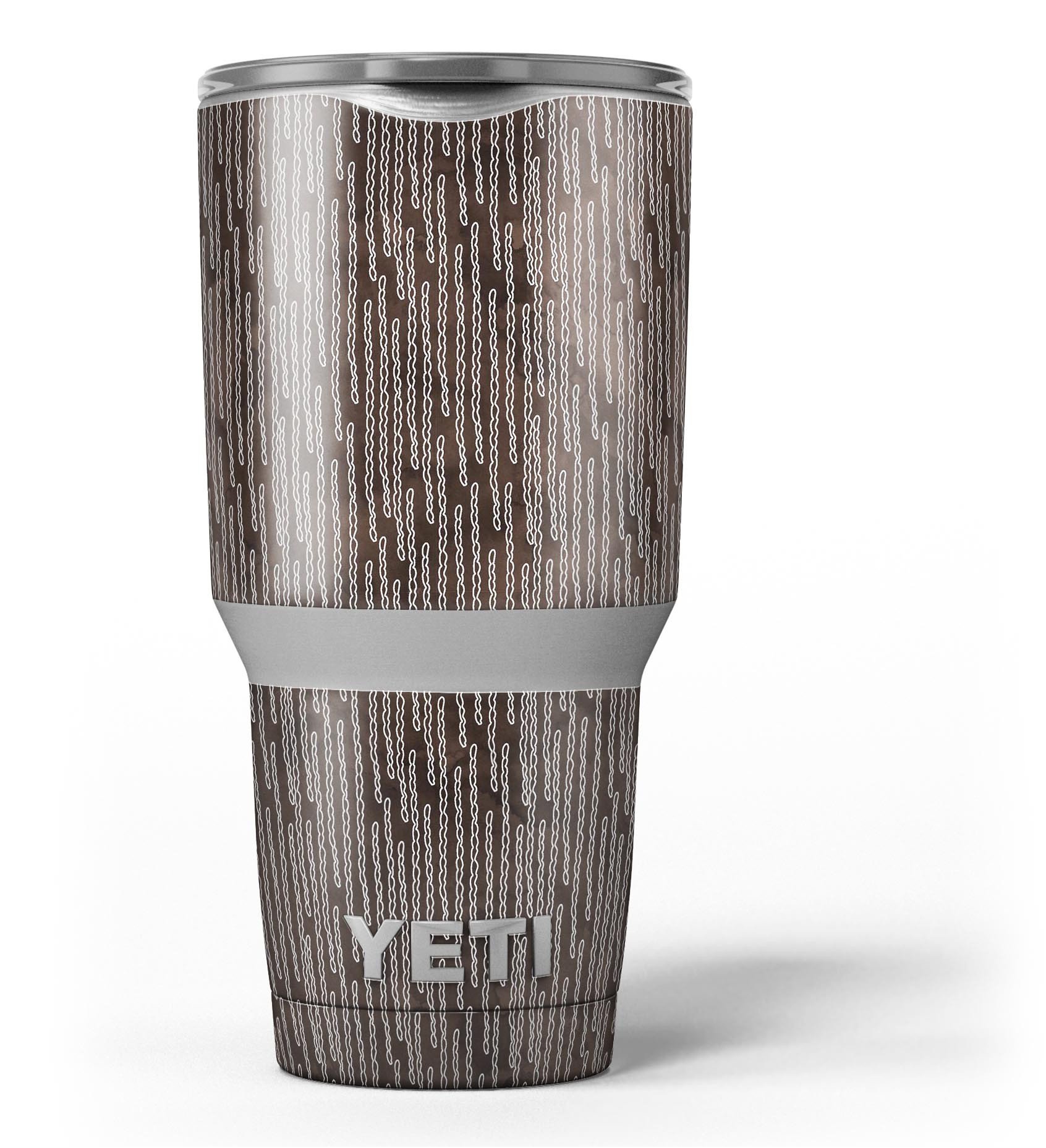 Brown and white watercolor squiggles skin decal vinyl wrap kit for Yeti Coolers, showcasing a stylish design and premium quality.