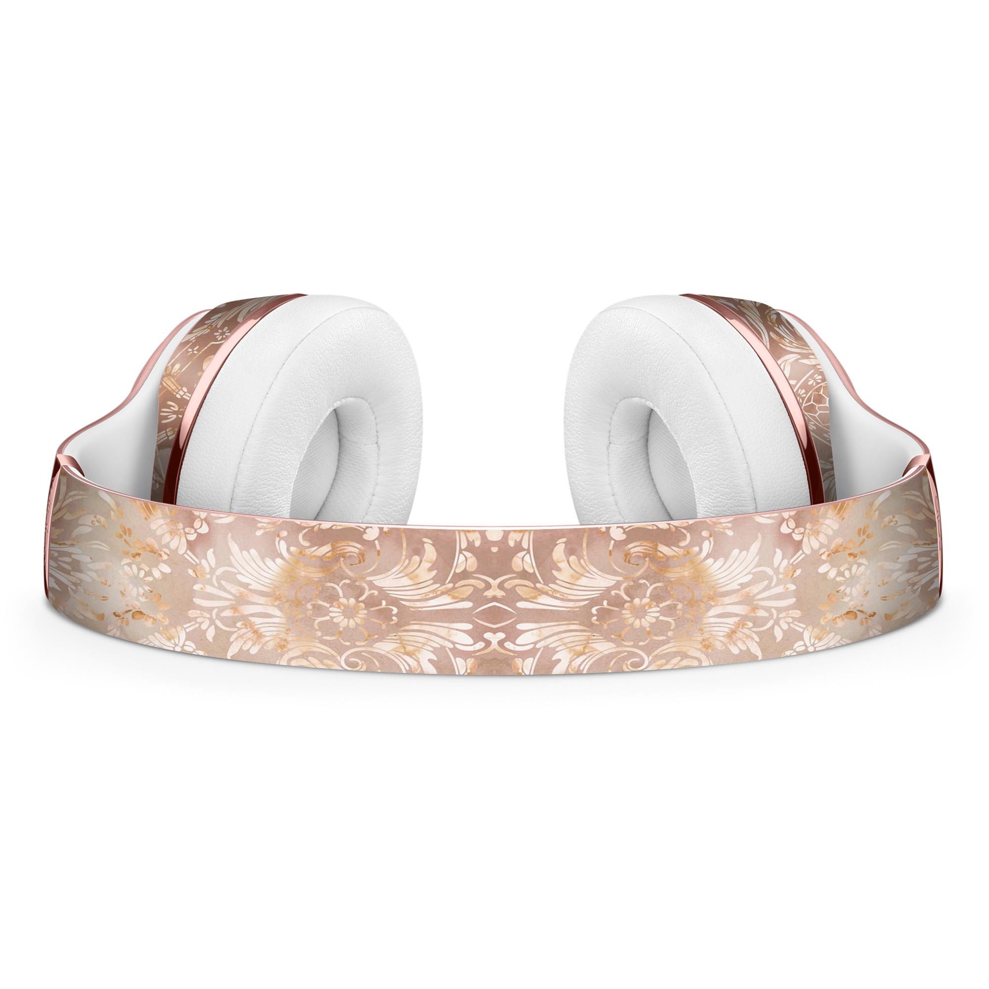 Brown Damask v2 Watercolor Pattern Skin Kit for Beats by Dre Solo 3 Wireless Headphones, showcasing a stylish design and premium vinyl material.