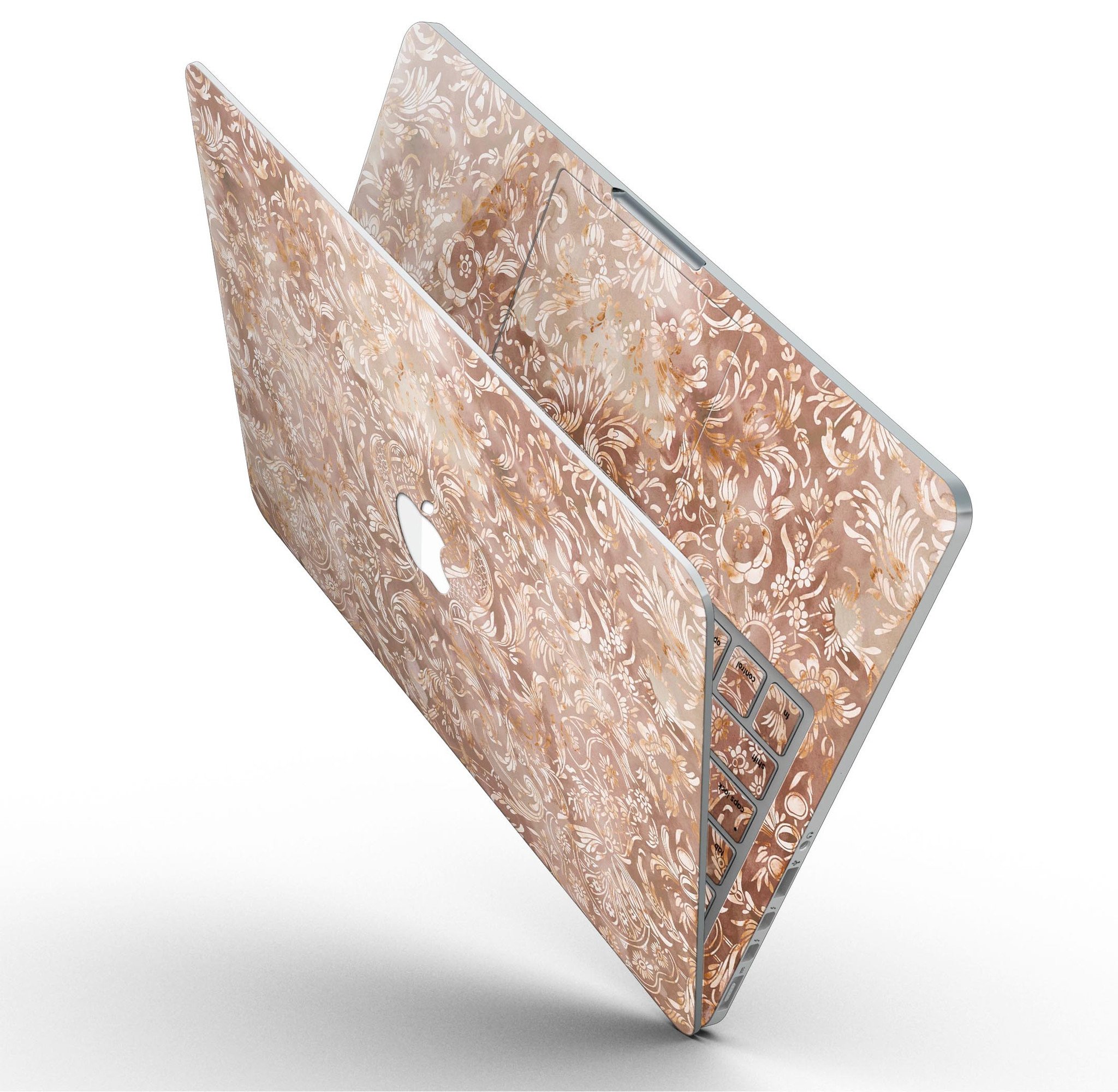 Brown Damask v2 Watercolor Pattern skin for MacBook Pro with Retina Display, showcasing a stylish and protective design.