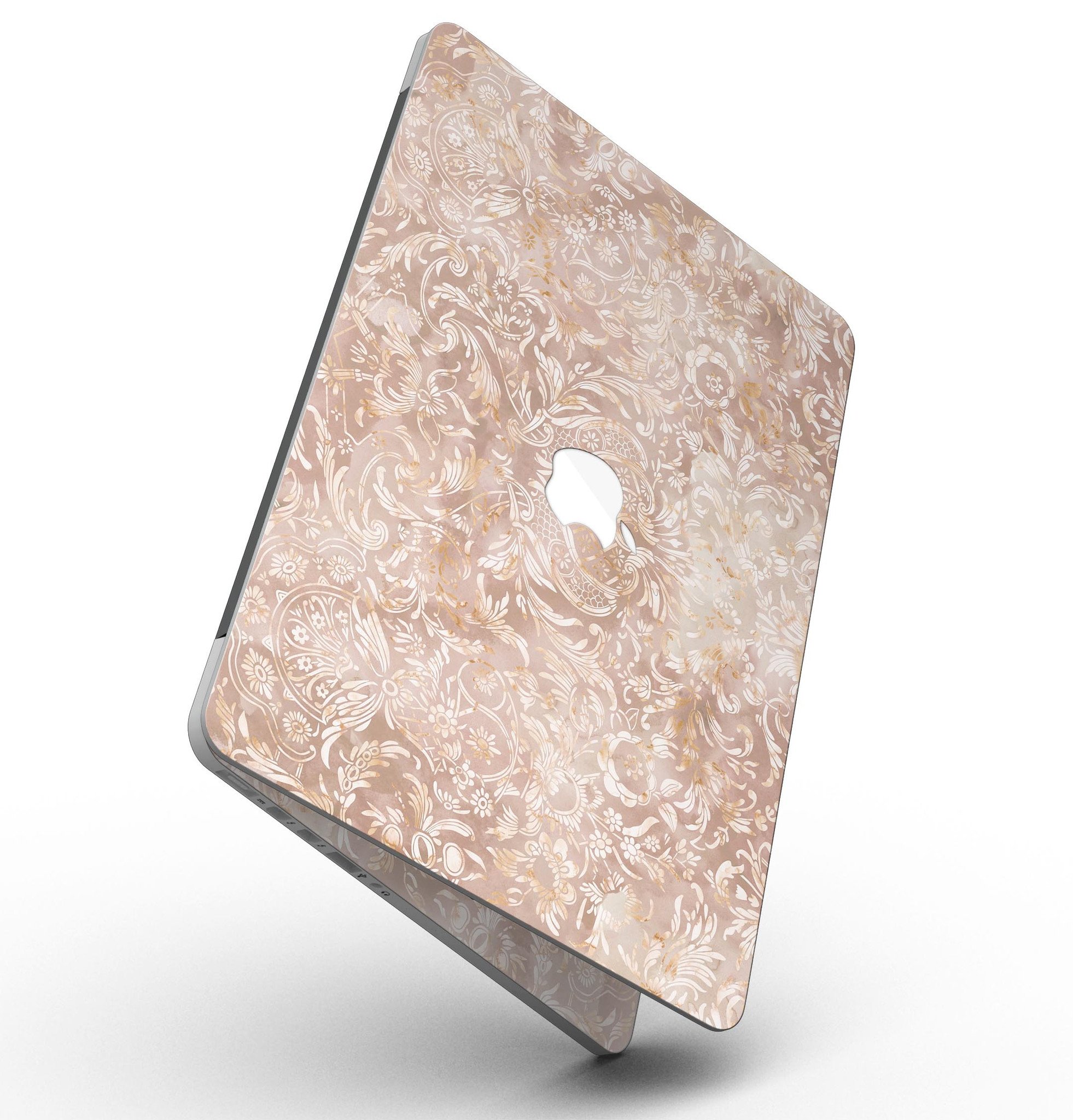 Brown Damask v2 Watercolor Pattern skin for MacBook Pro with Retina Display, showcasing a stylish and protective design.