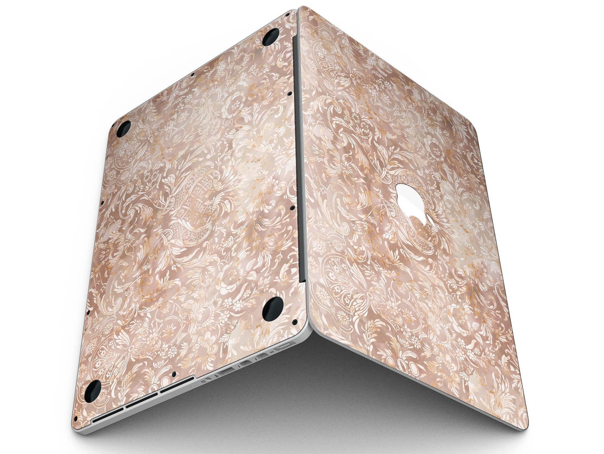 Brown Damask v2 Watercolor Pattern skin for MacBook Pro with Retina Display, showcasing a stylish and protective design.