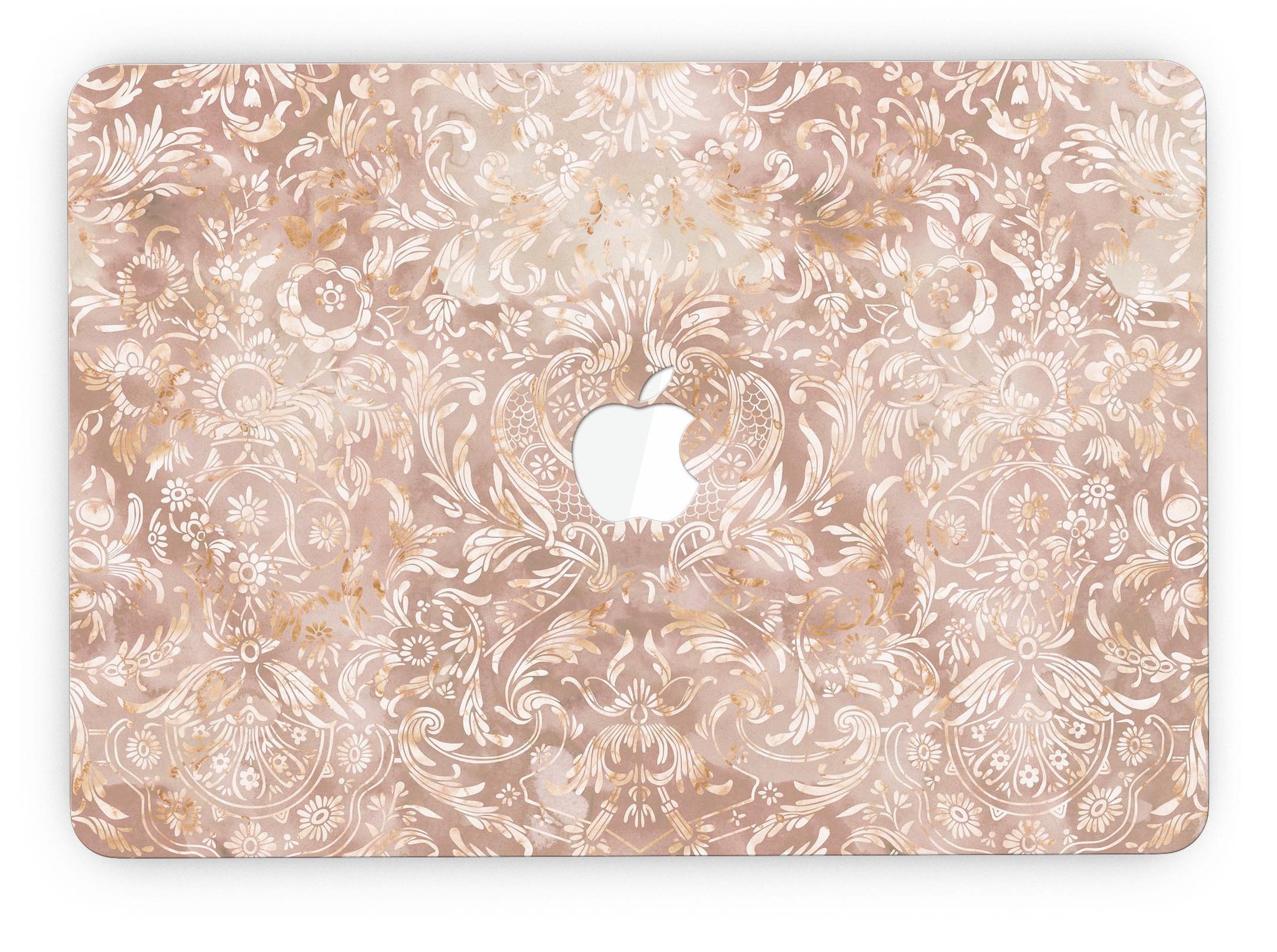 Brown Damask v2 Watercolor Pattern skin for MacBook Pro with Retina Display, showcasing a stylish and protective design.