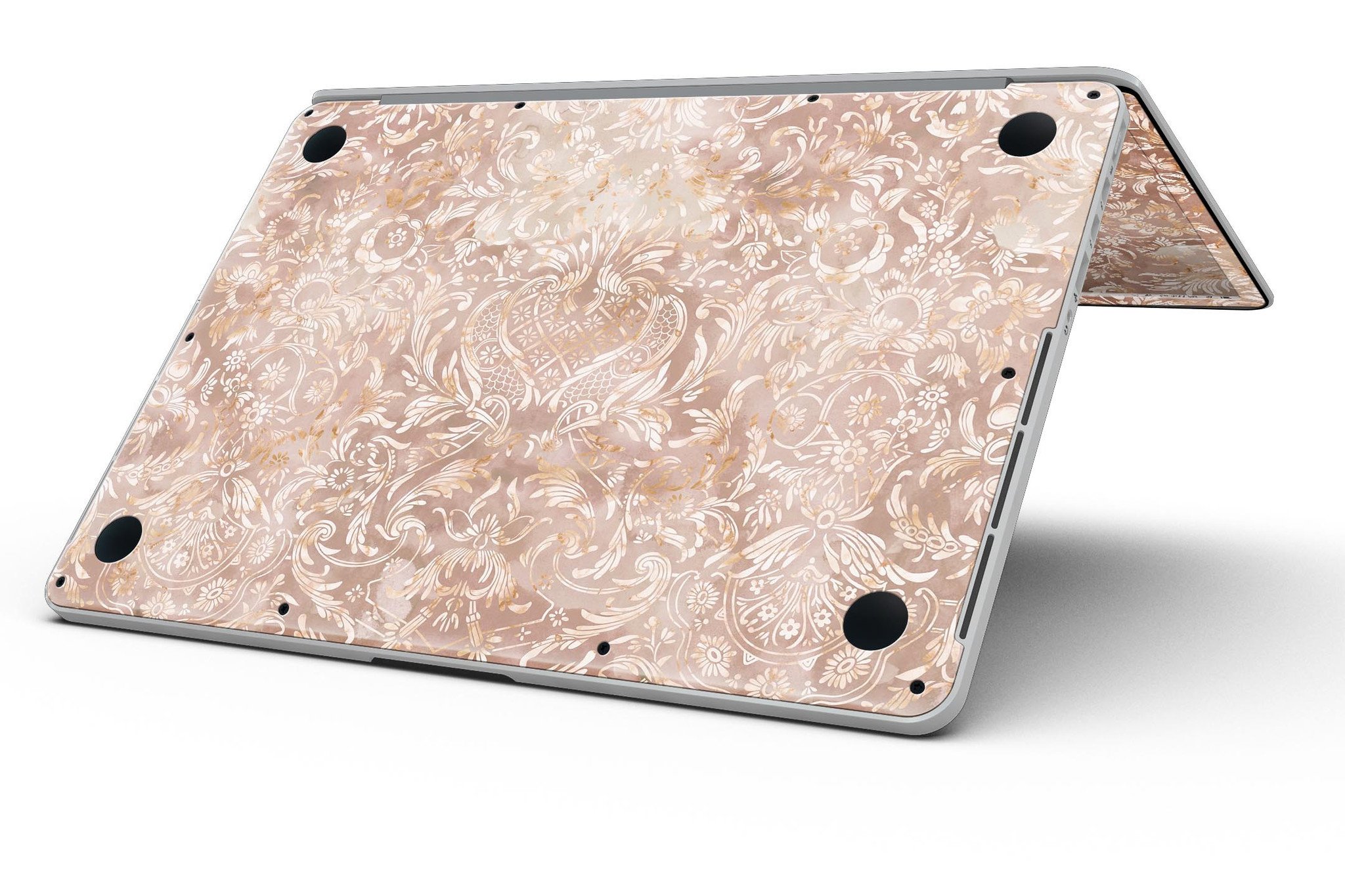 Brown Damask v2 Watercolor Pattern skin for MacBook Pro with Retina Display, showcasing a stylish and protective design.