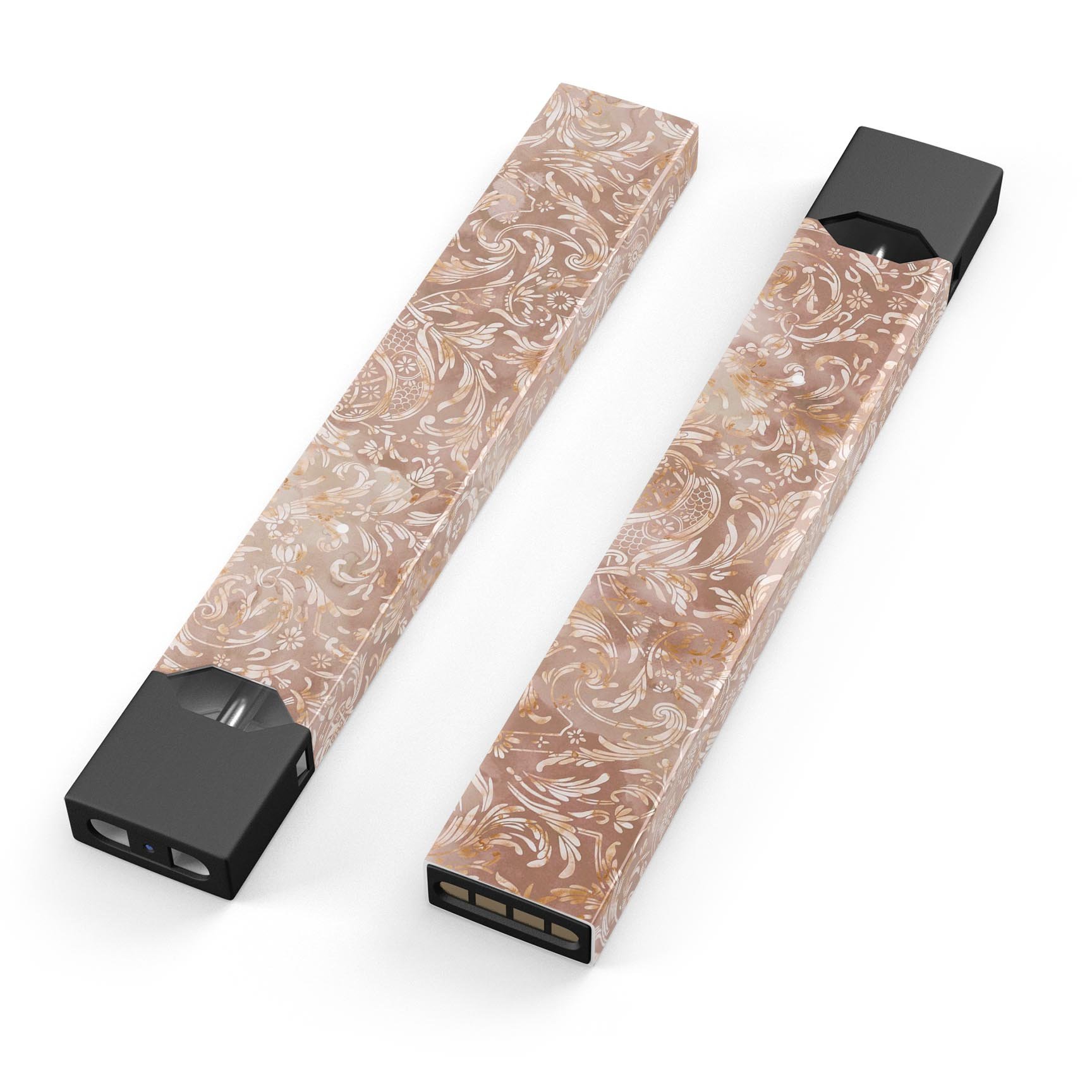 Brown Damask v2 Watercolor Pattern decal for JUUL vaping device, showcasing intricate watercolor design and premium finish.