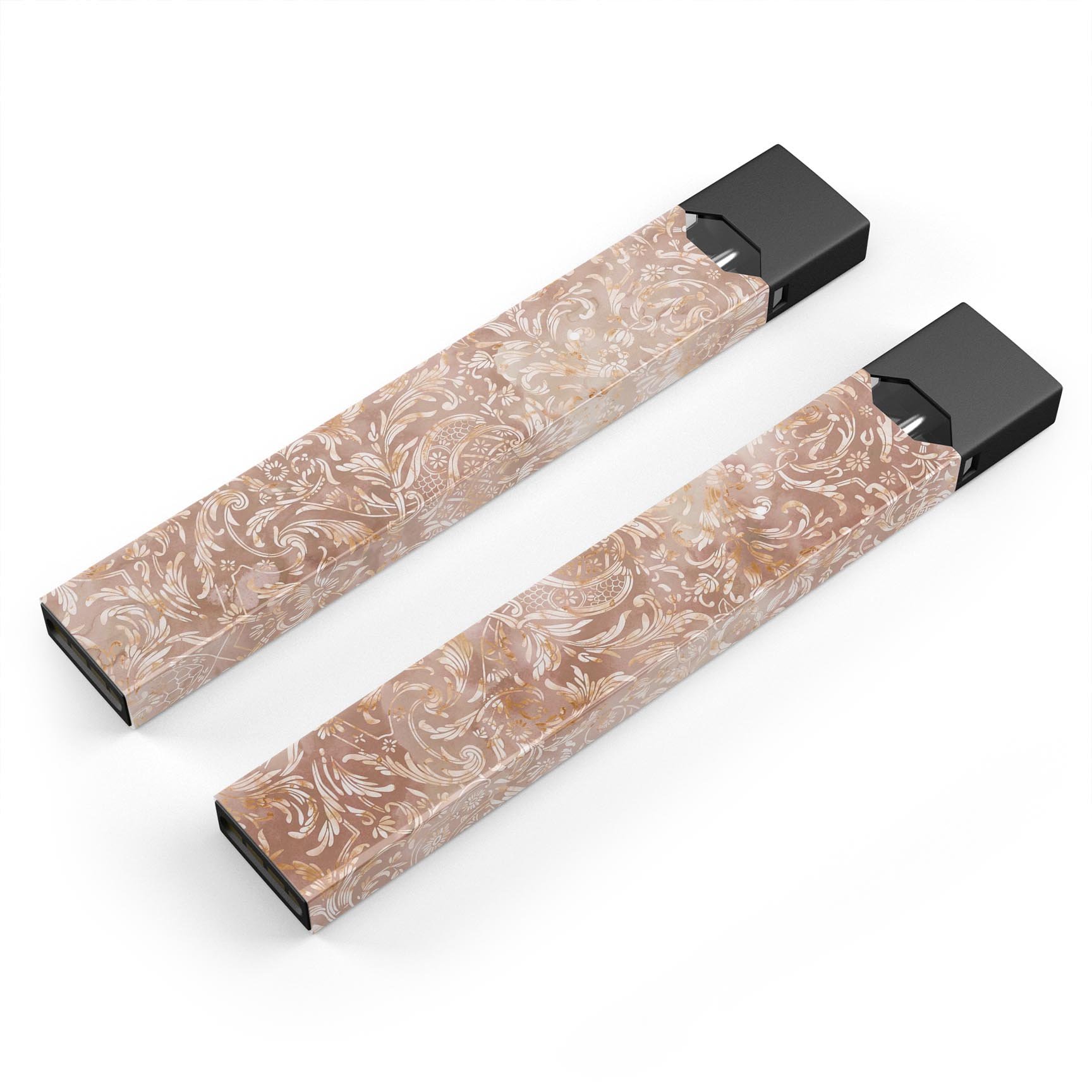 Brown Damask v2 Watercolor Pattern decal for JUUL vaping device, showcasing intricate watercolor design and premium finish.