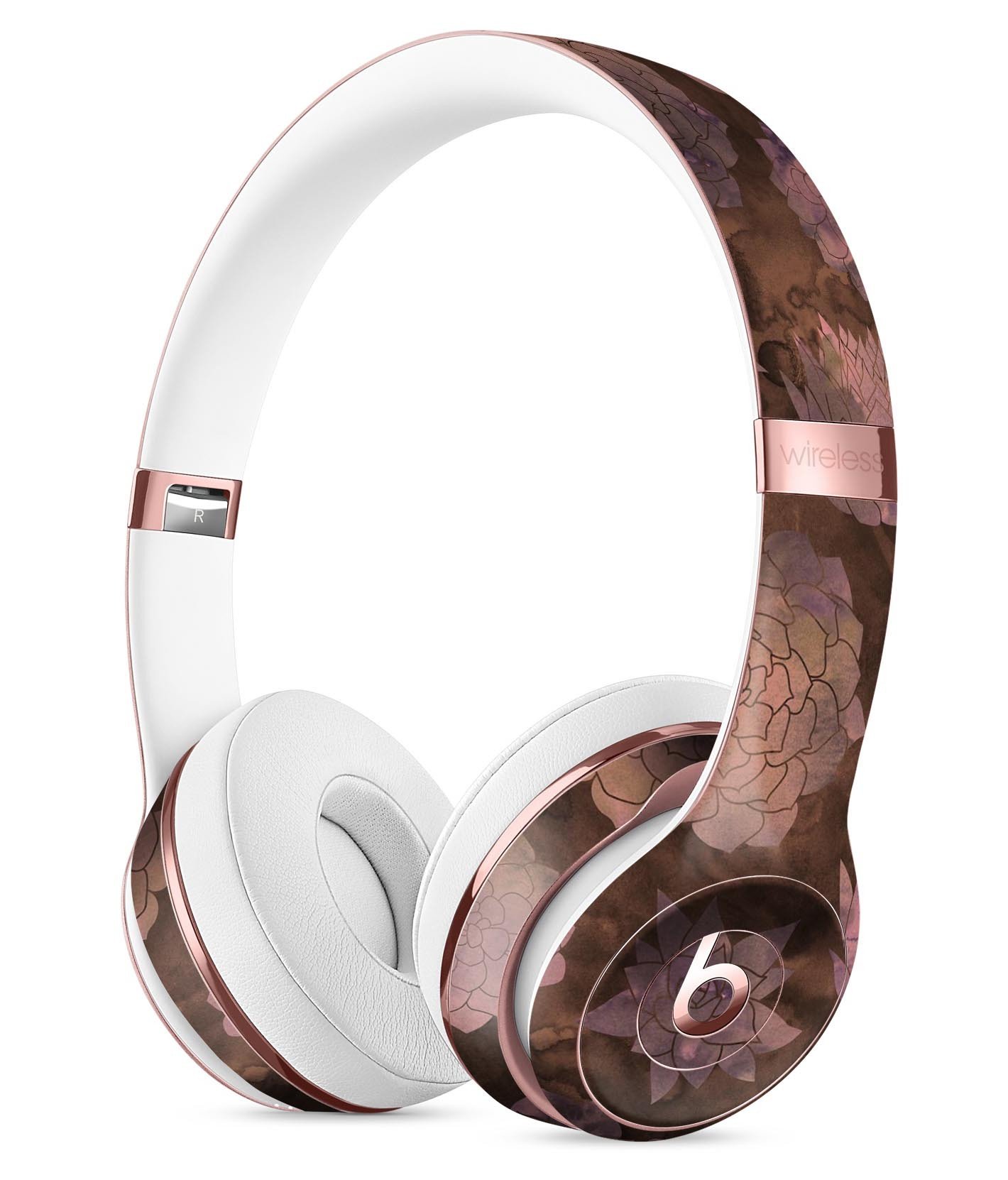 Brown Floral Succulents Full-Body Skin Kit for Beats by Dre Solo 3, showcasing vibrant floral design on premium vinyl.