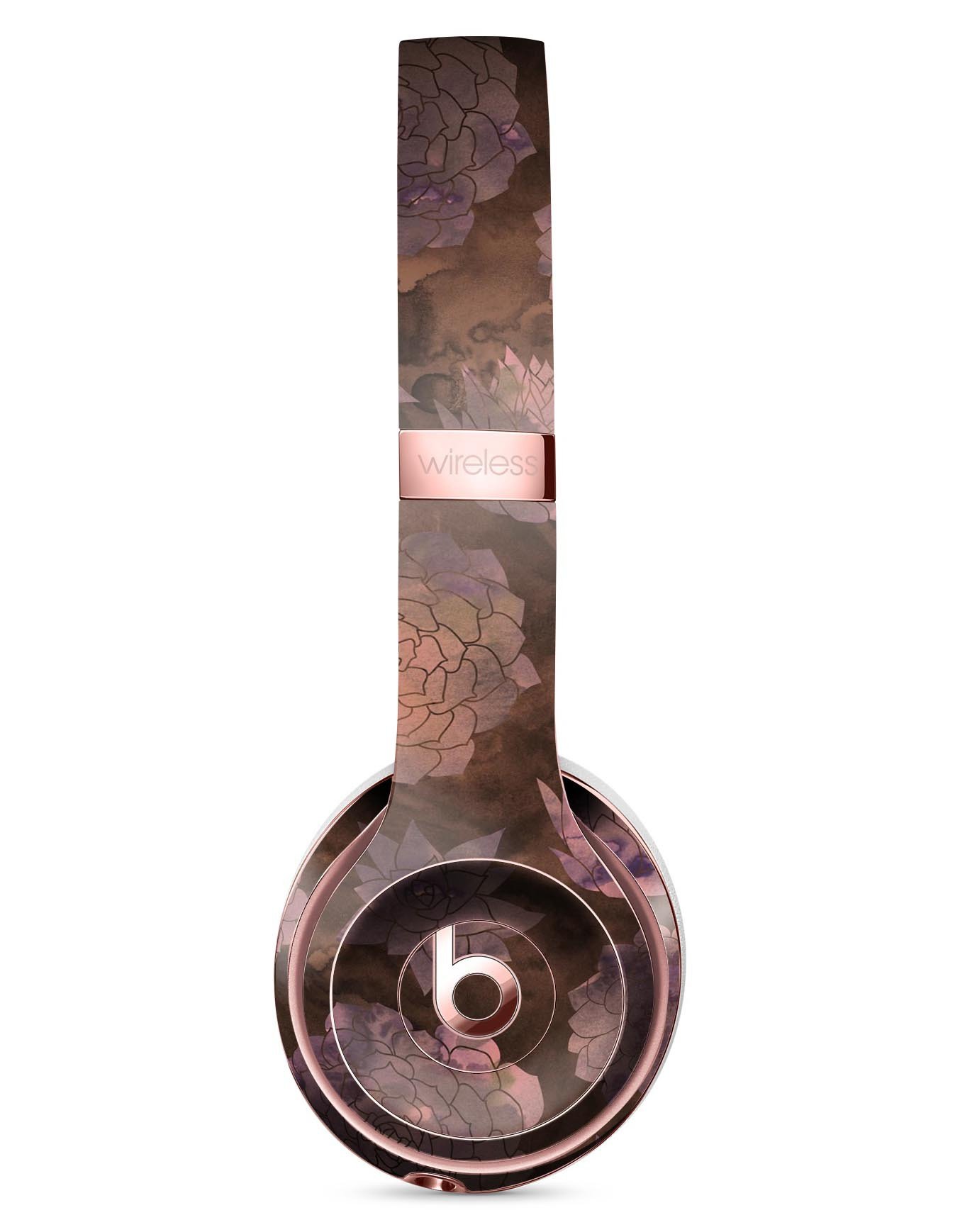 Brown Floral Succulents Full-Body Skin Kit for Beats by Dre Solo 3, showcasing vibrant floral design on premium vinyl.