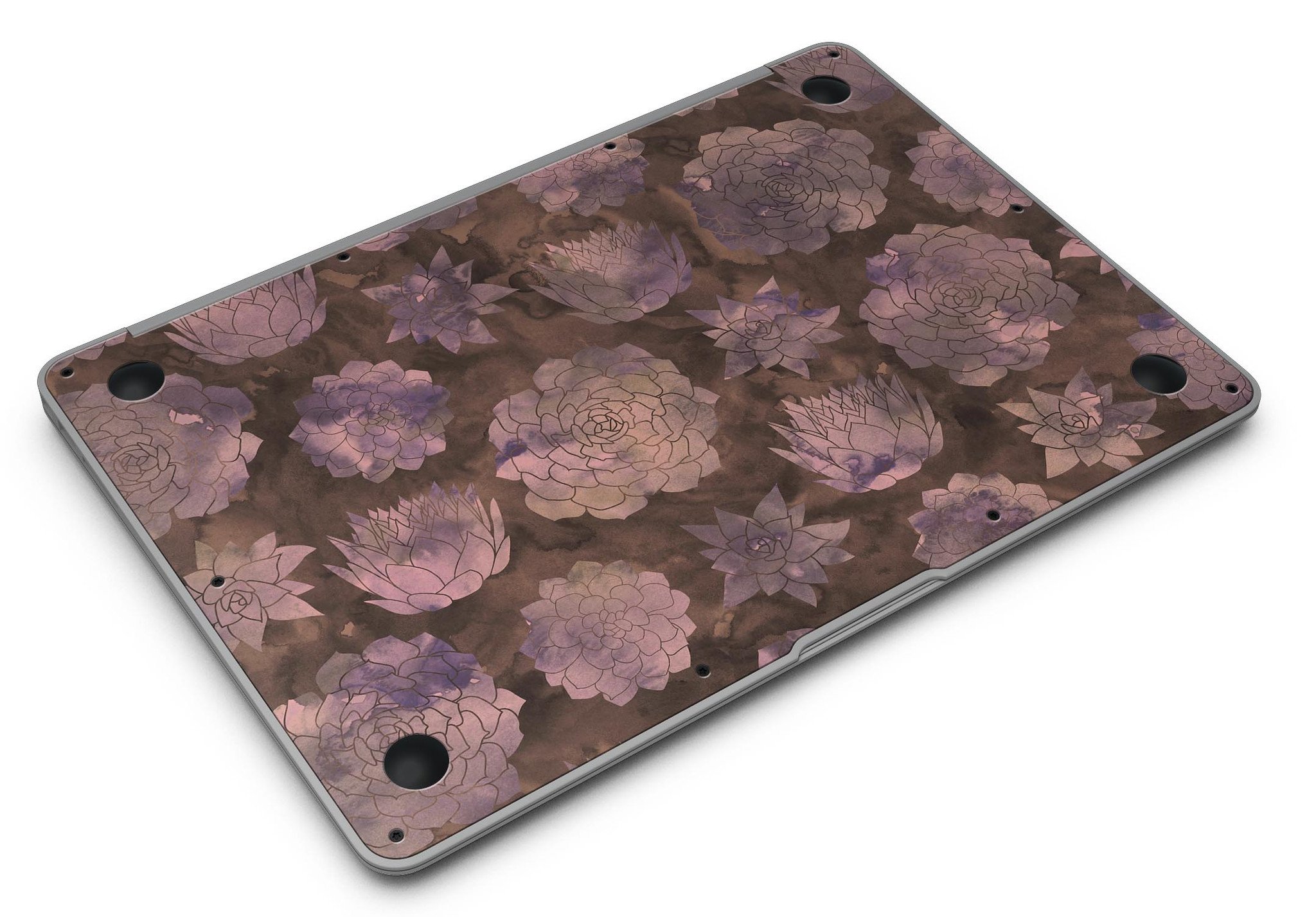 Brown Floral Succulents MacBook Air Skin Kit showcasing a vibrant floral design on a sleek MacBook Air.