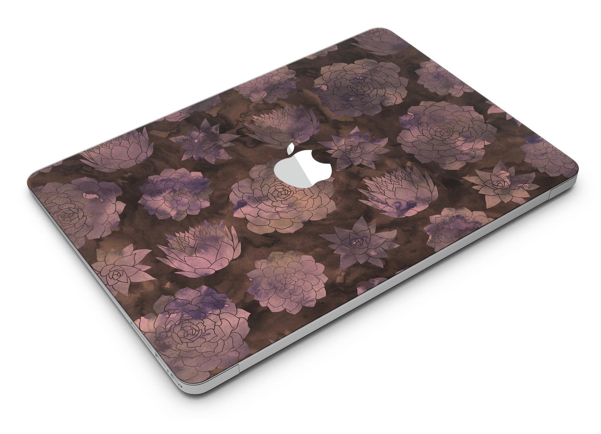 Brown Floral Succulents MacBook Air Skin Kit showcasing a vibrant floral design on a sleek MacBook Air.