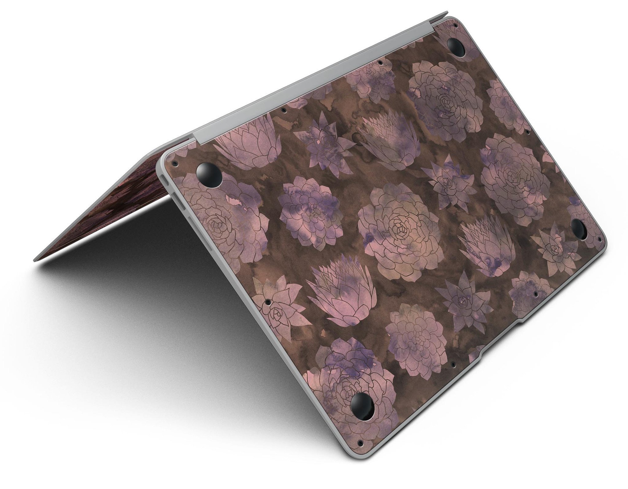 Brown Floral Succulents MacBook Air Skin Kit showcasing a vibrant floral design on a sleek MacBook Air.