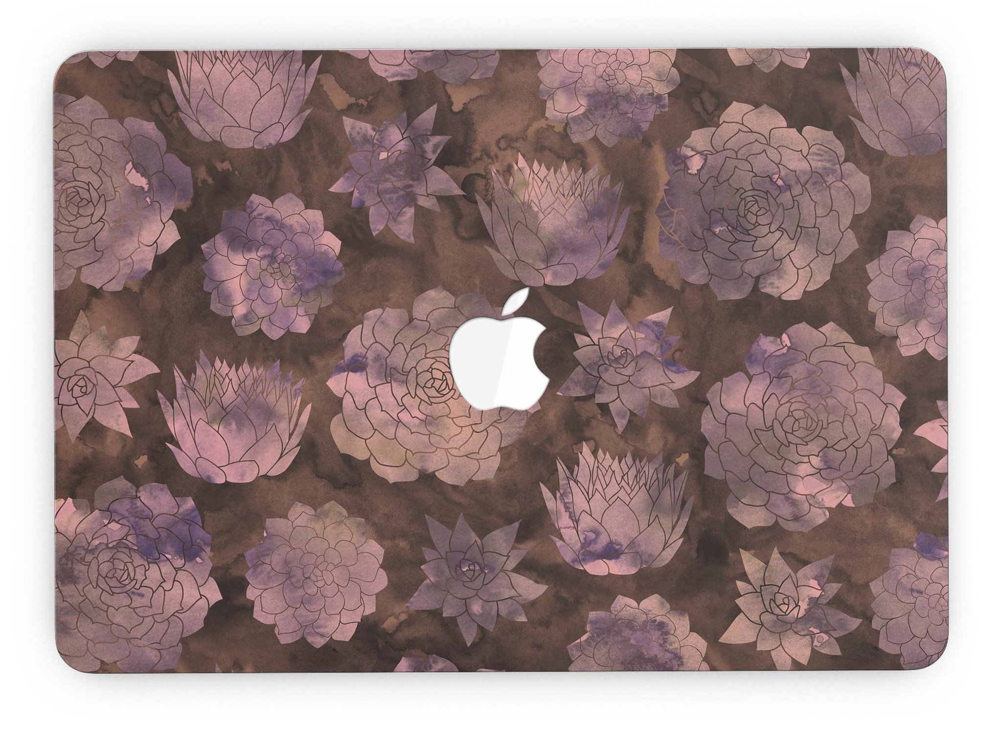 Brown Floral Succulents skin for MacBook Pro with Retina Display, showcasing vibrant floral patterns on a sleek vinyl surface.