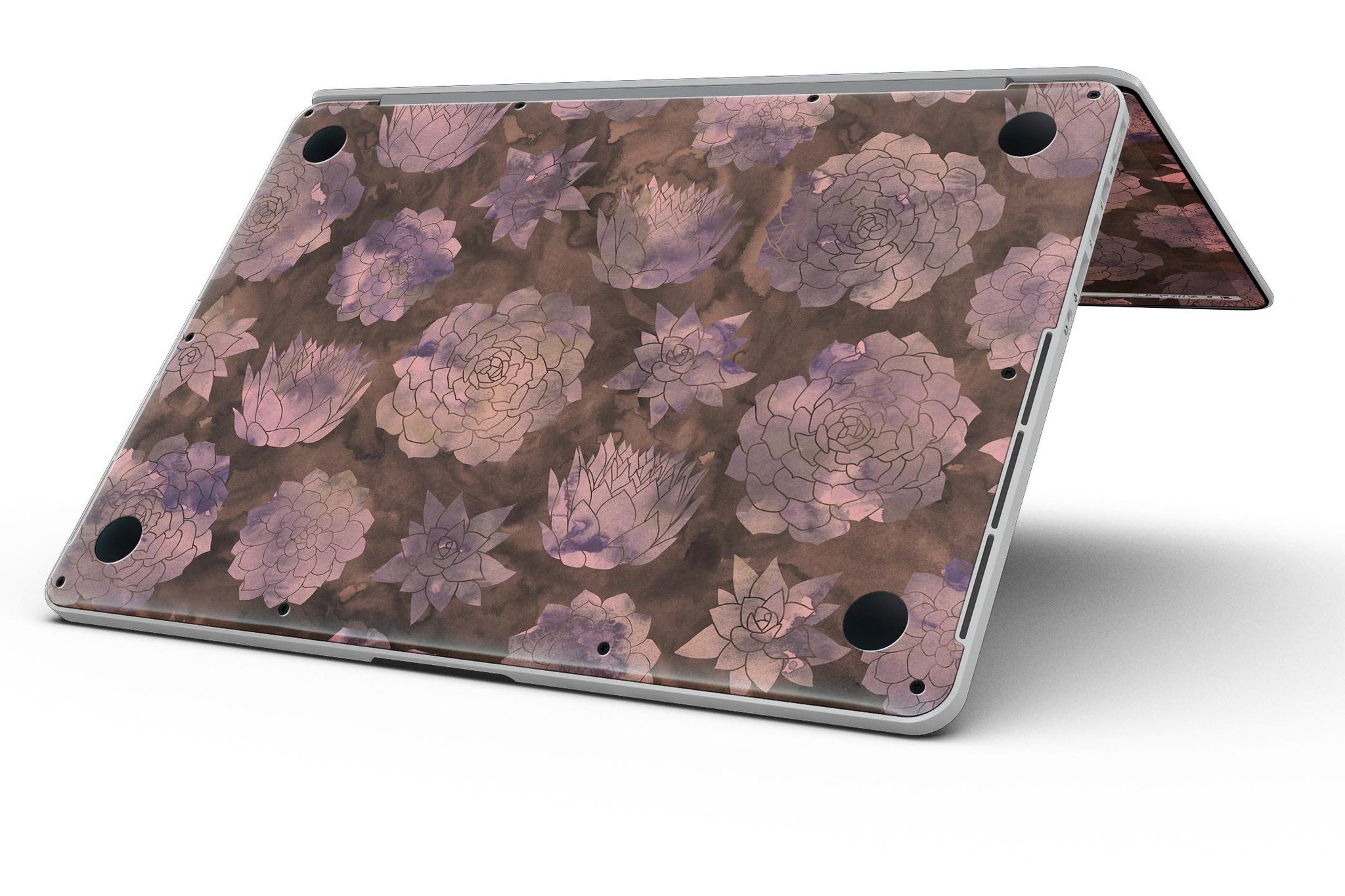 Brown Floral Succulents skin for MacBook Pro with Retina Display, showcasing vibrant floral patterns on a sleek vinyl surface.