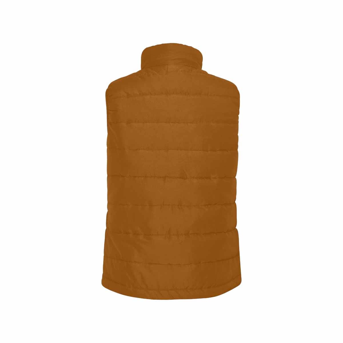 Brown men's padded vest featuring a quilted design and zipper closure, perfect for layering in cool weather.