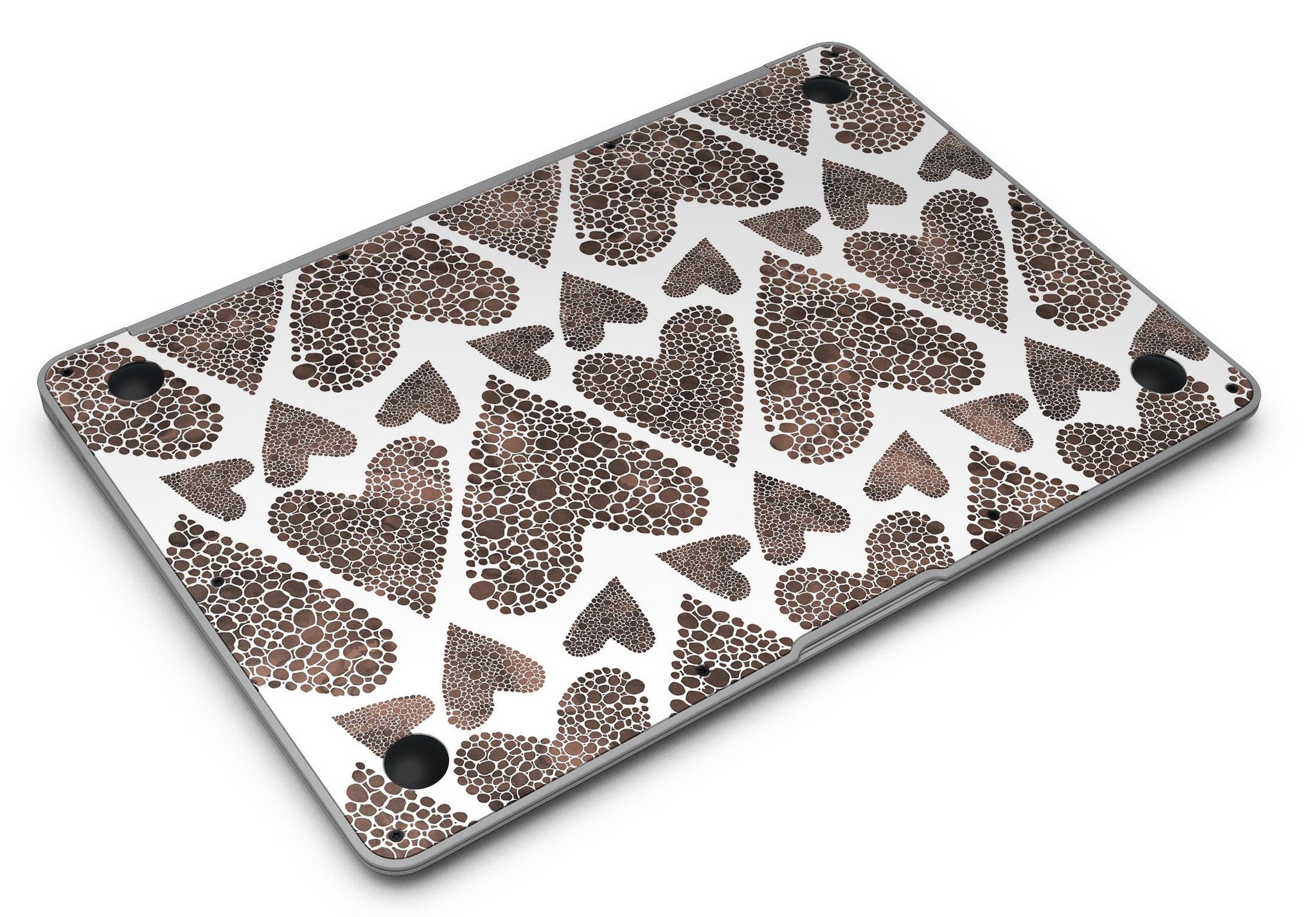 Brown Pebble Hearts MacBook Air Skin Kit showcasing stylish design and premium vinyl material.