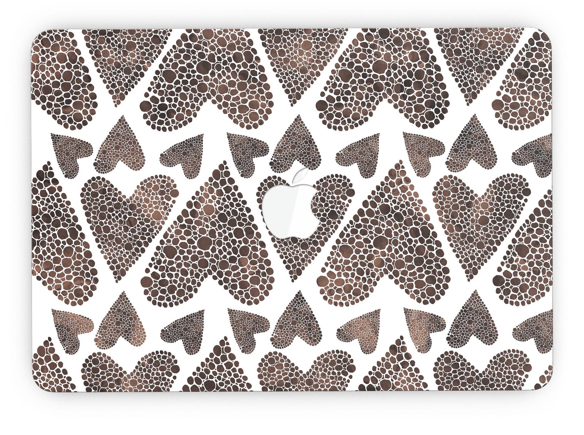 Brown Pebble Hearts skin for MacBook Pro with Retina Display, showcasing a stylish design that offers full coverage and protection.