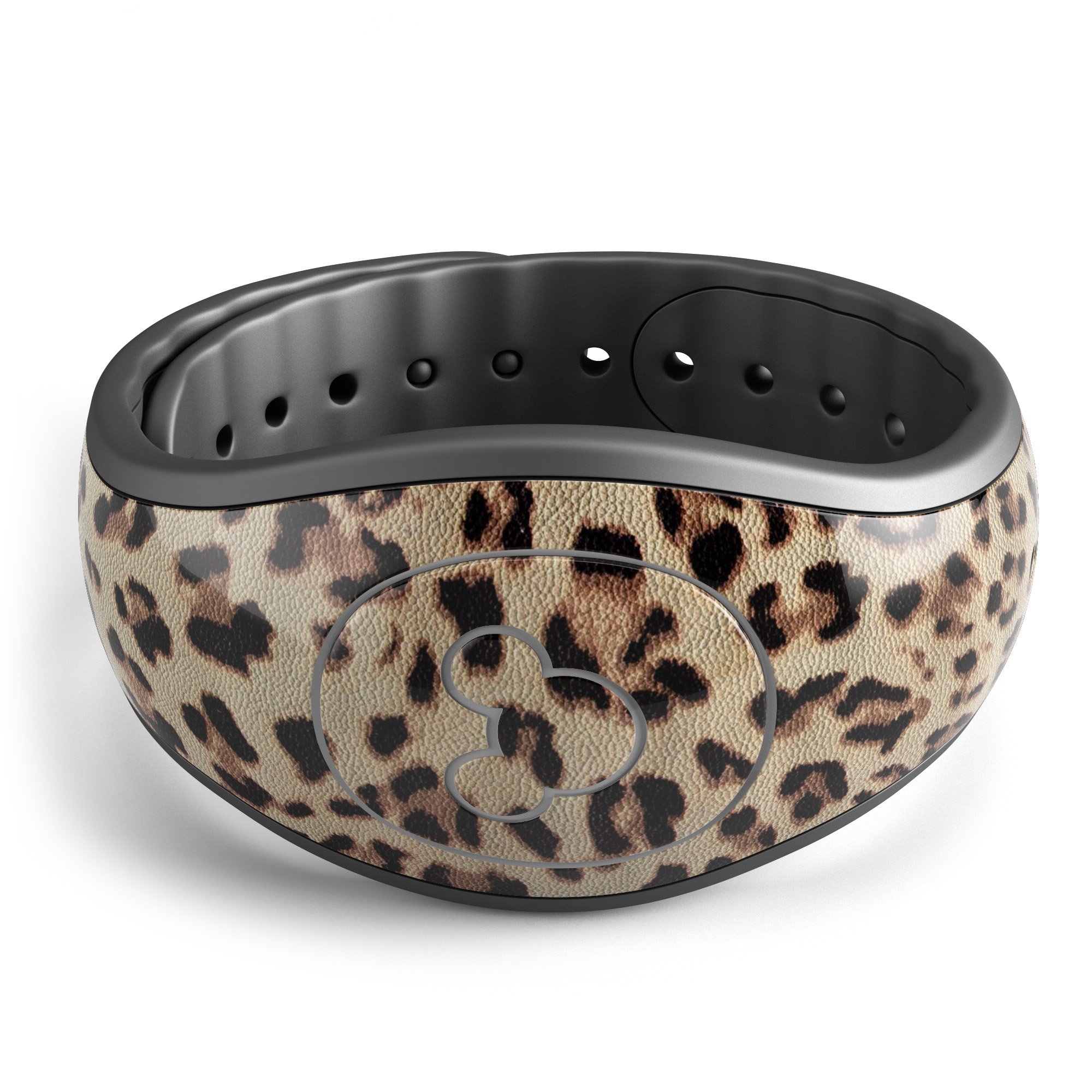 Brown Vector Leopard Print decal skin wrap kit for Disney Magic Band, showcasing a trendy design and high-quality finish.