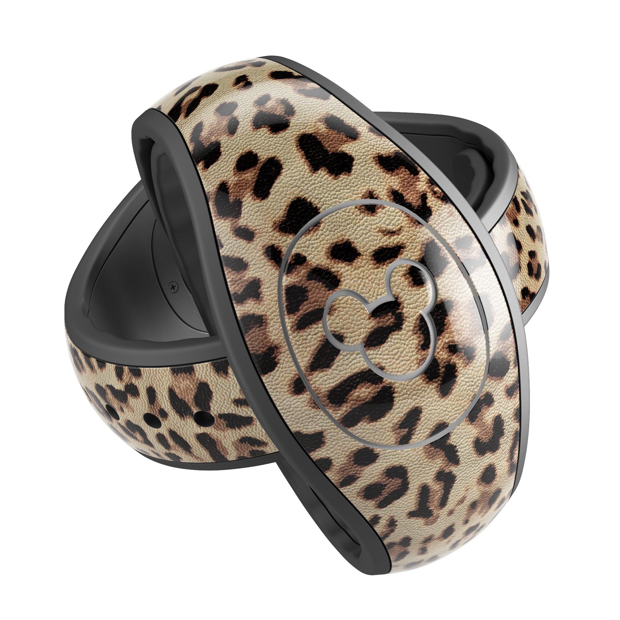 Brown Vector Leopard Print decal skin wrap kit for Disney Magic Band, showcasing a trendy design and high-quality finish.