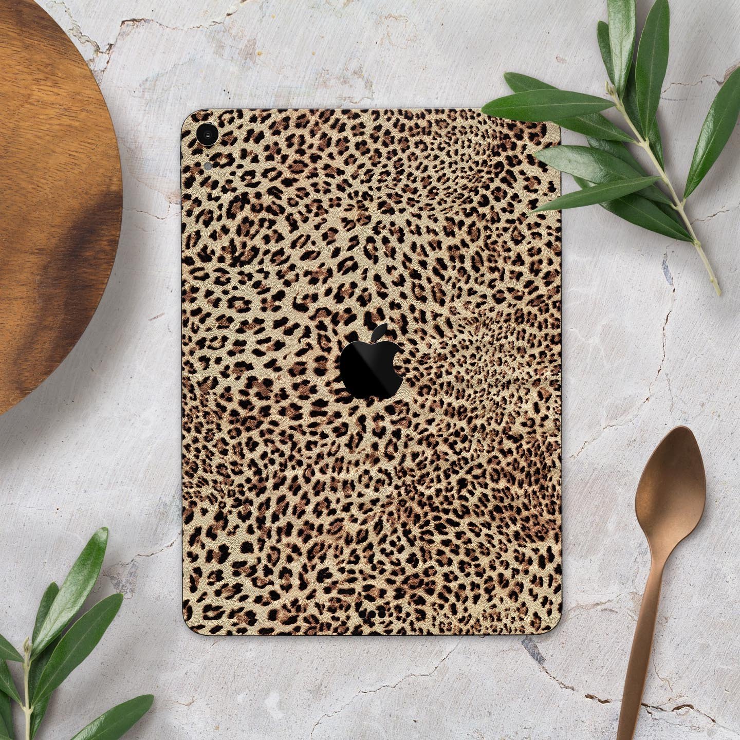 Brown Vector Leopard Print skin decal for Apple iPad, showcasing a stylish leopard pattern on a sleek surface.