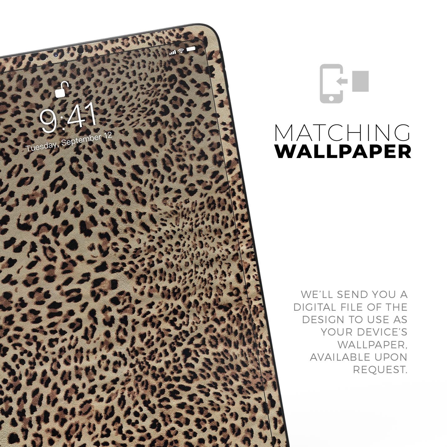 Brown Vector Leopard Print skin decal for Apple iPad, showcasing a stylish leopard pattern on a sleek surface.