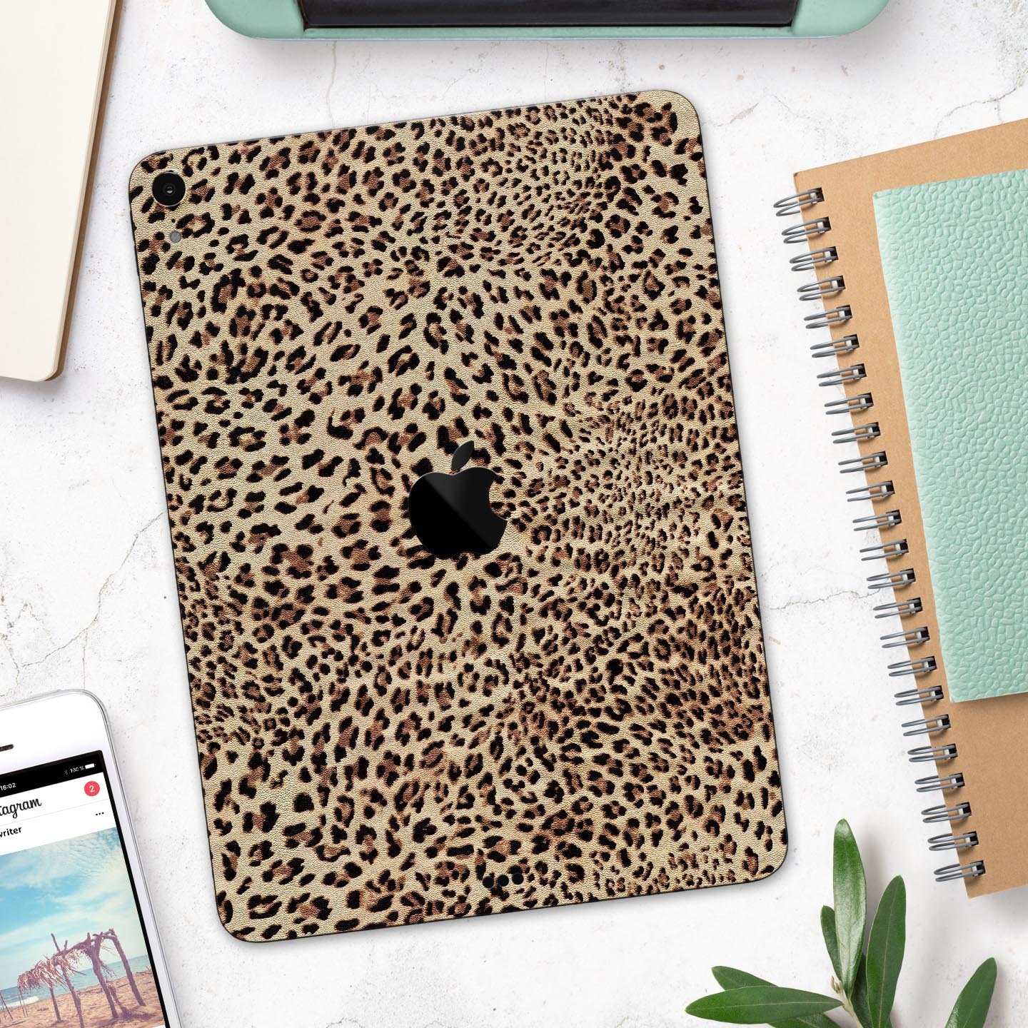 Brown Vector Leopard Print skin decal for Apple iPad, showcasing a stylish leopard pattern on a sleek surface.