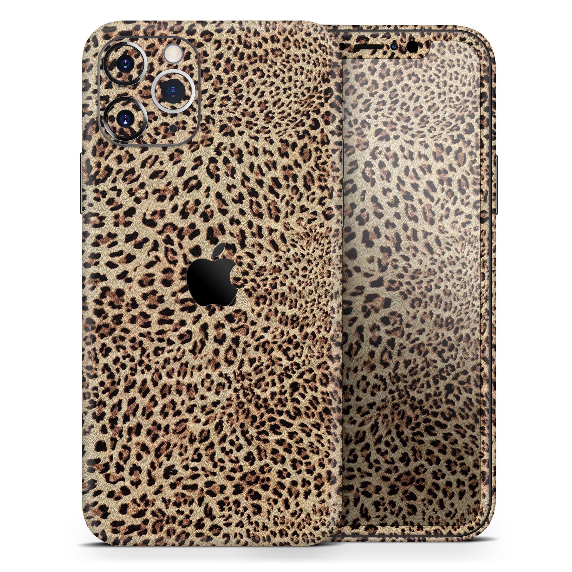 Brown Vector Leopard Print Skin-Kit for Apple iPhone, showcasing stylish design and premium vinyl material.