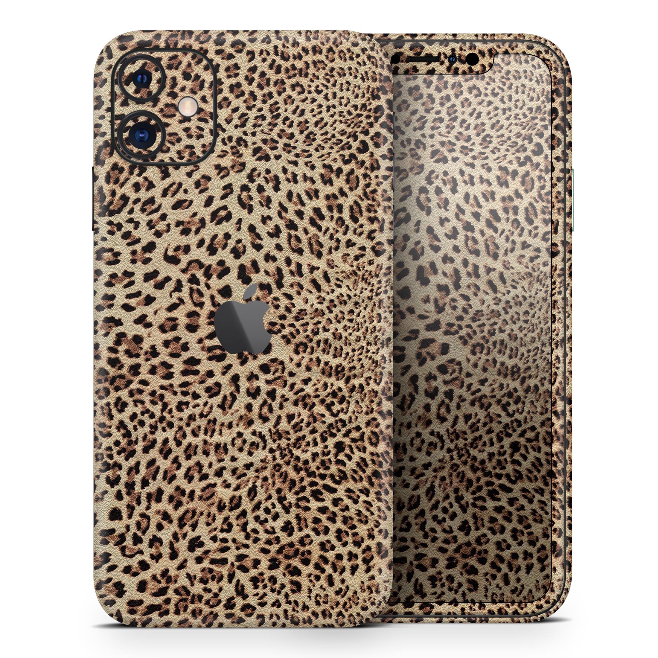 Brown Vector Leopard Print Skin-Kit for Apple iPhone, showcasing stylish design and premium vinyl material.