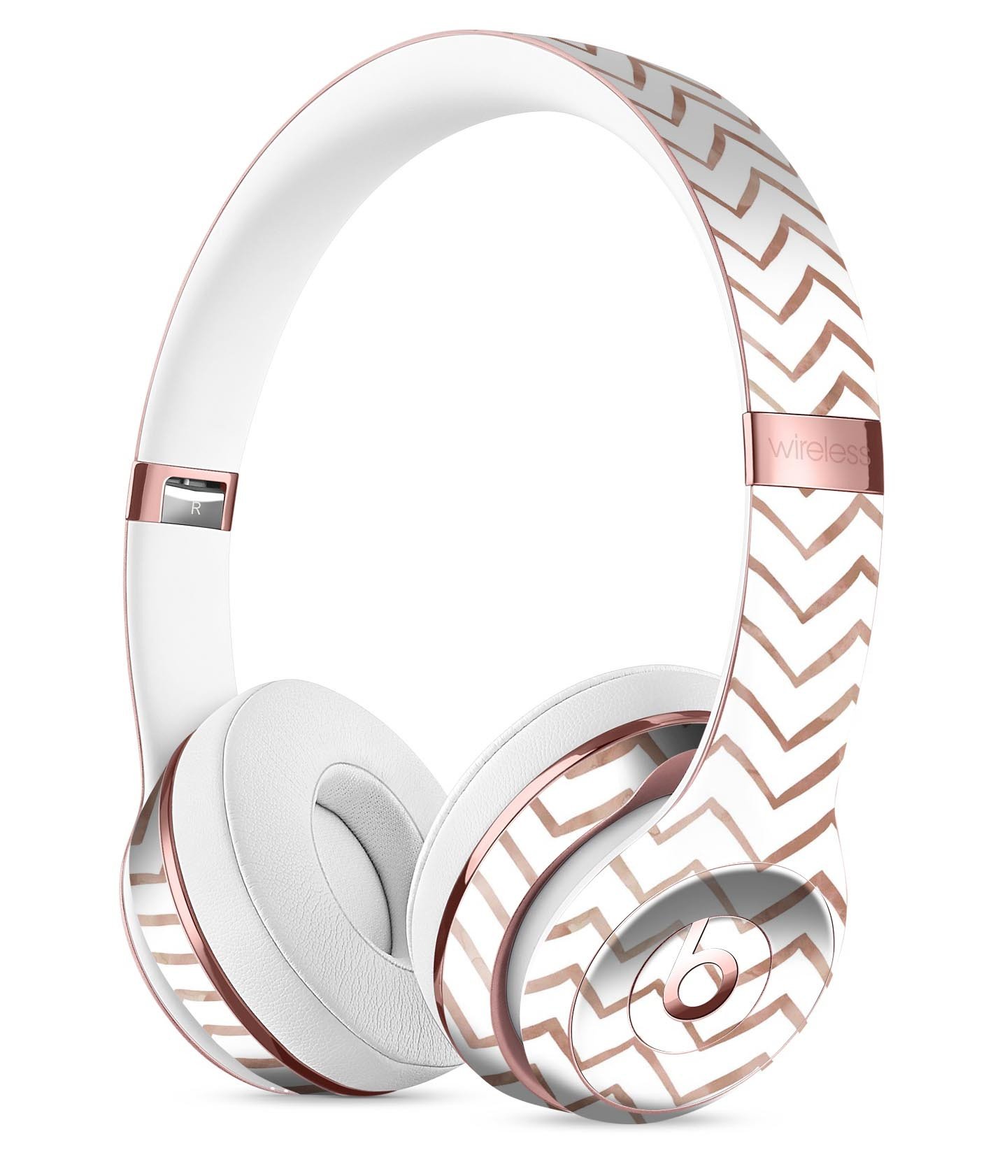 Brown Watercolor Chevron Full-Body Skin Kit for Beats by Dre Solo 3 Wireless Headphones, showcasing a stylish design and premium vinyl material.