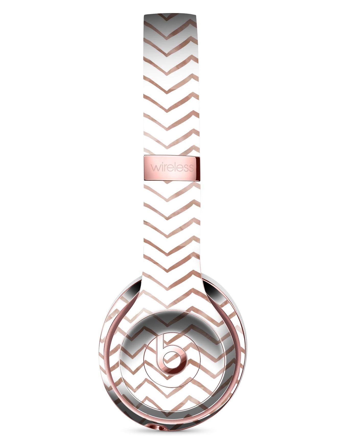 Brown Watercolor Chevron Full-Body Skin Kit for Beats by Dre Solo 3 Wireless Headphones, showcasing a stylish design and premium vinyl material.