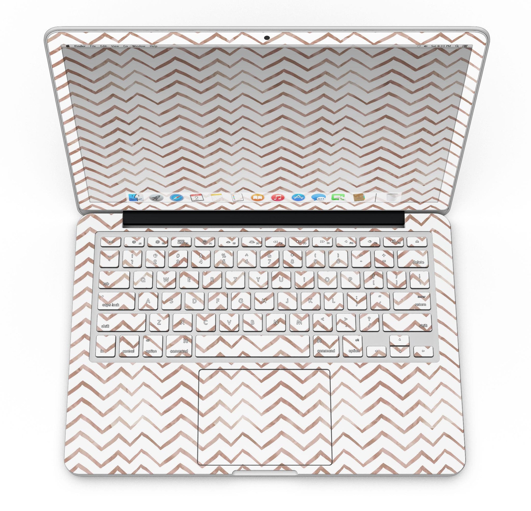 Brown Watercolor Chevron skin for MacBook Pro with Retina Display, showcasing a stylish design that protects the device.