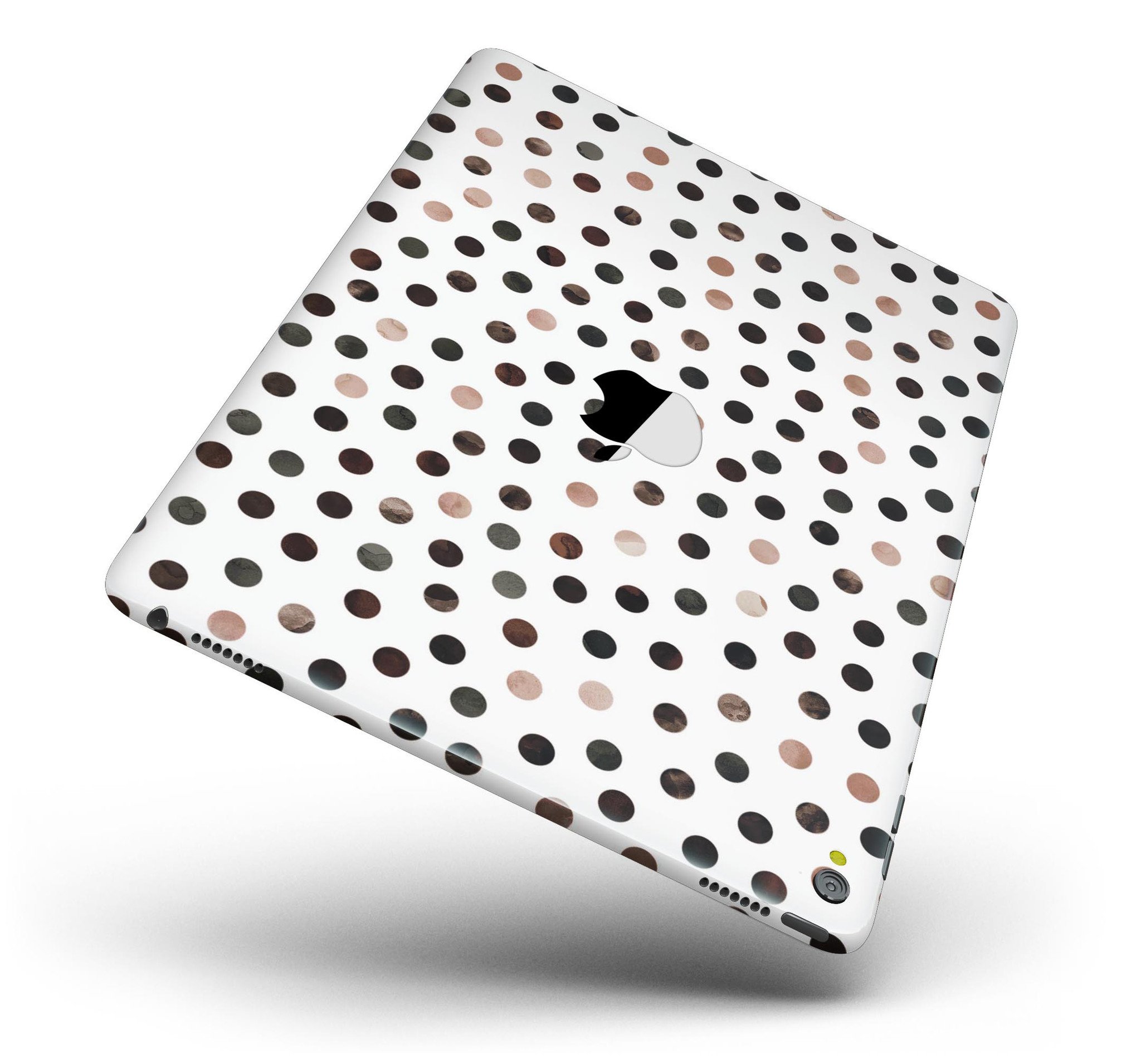 Brown watercolor dots design skin for iPad Pro, showcasing full body coverage and stylish appearance.