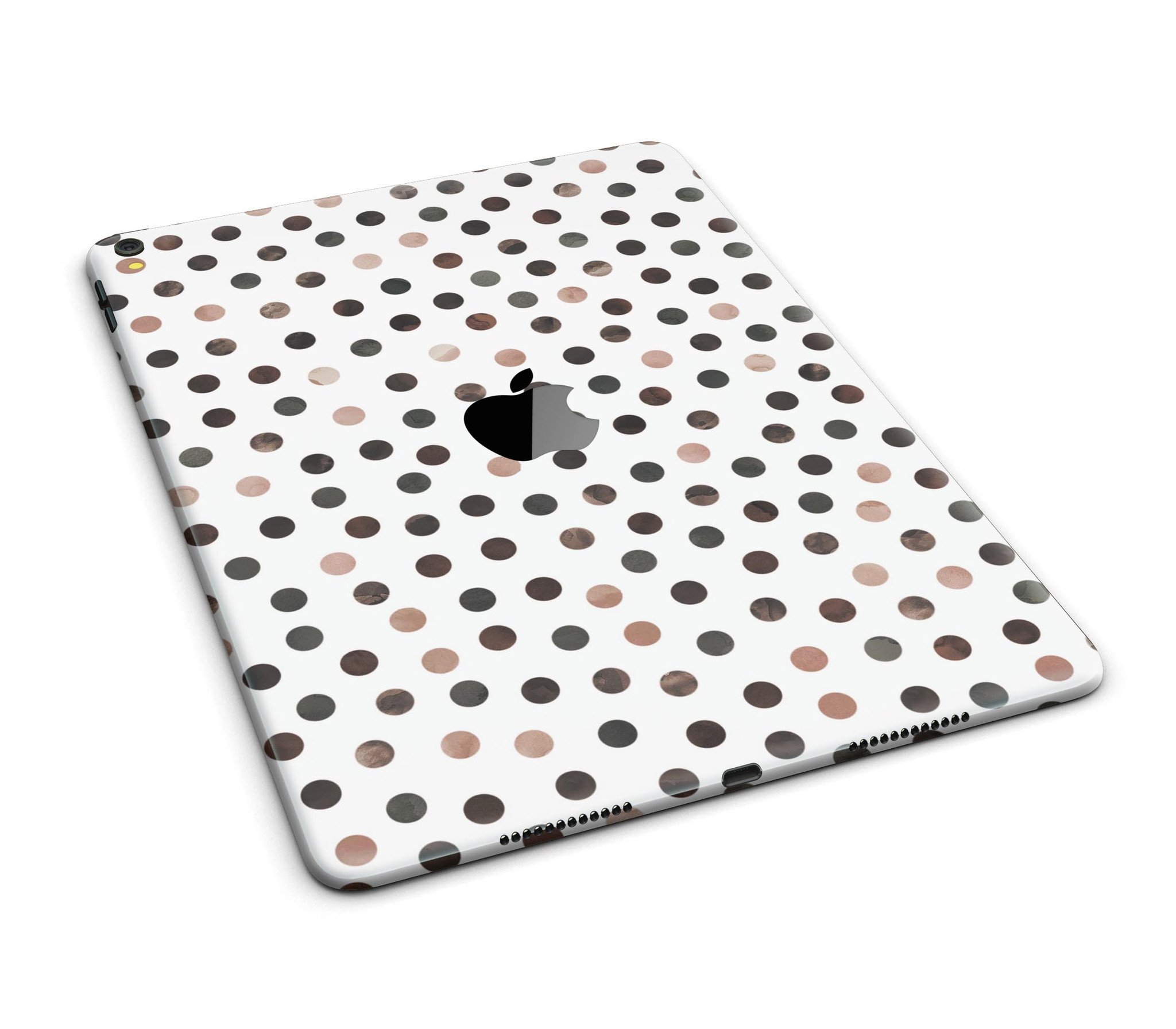 Brown watercolor dots design skin for iPad Pro, showcasing full body coverage and stylish appearance.