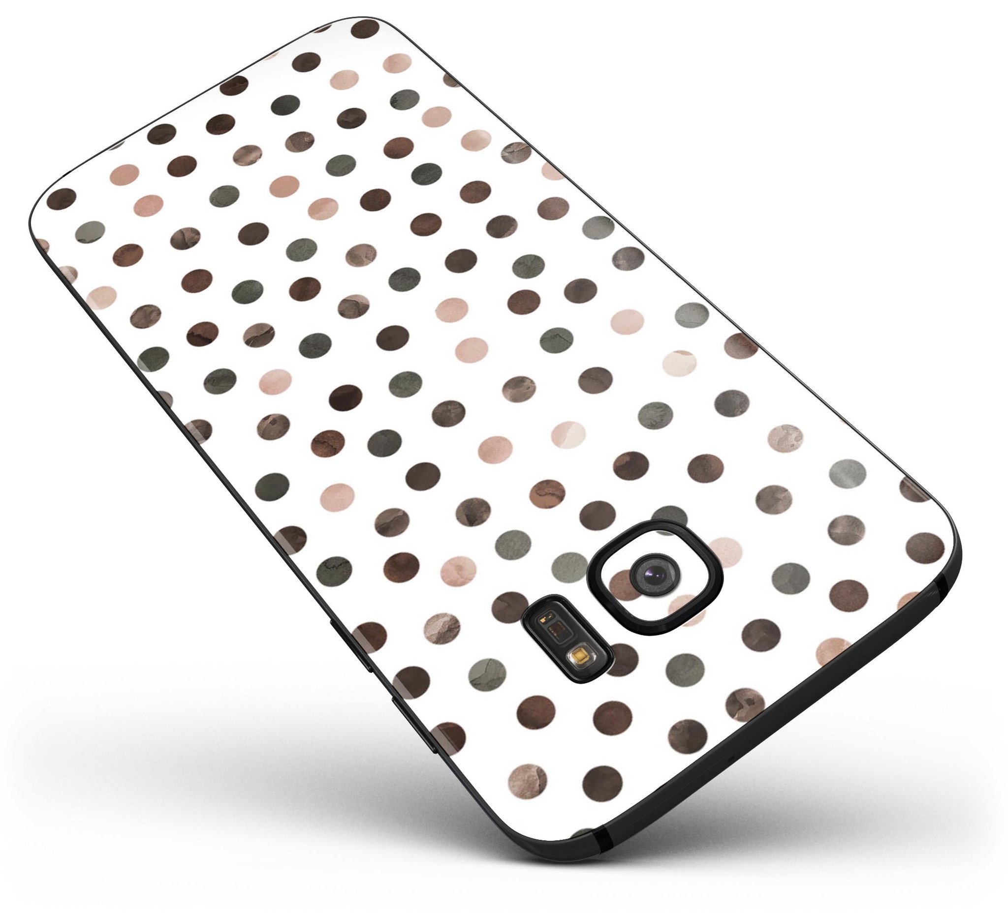 Brown Watercolor Dots Skin-Kit for Samsung Galaxy S7/S7 Edge, showcasing a stylish design with full-body coverage.