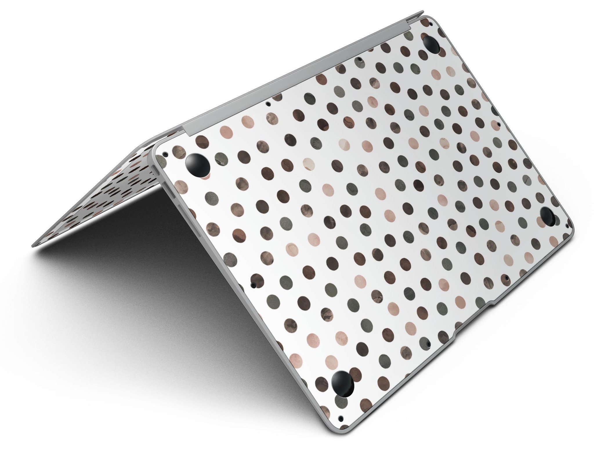 Brown Watercolor Dots Skin Kit for MacBook Air, showcasing a stylish design over a white background.