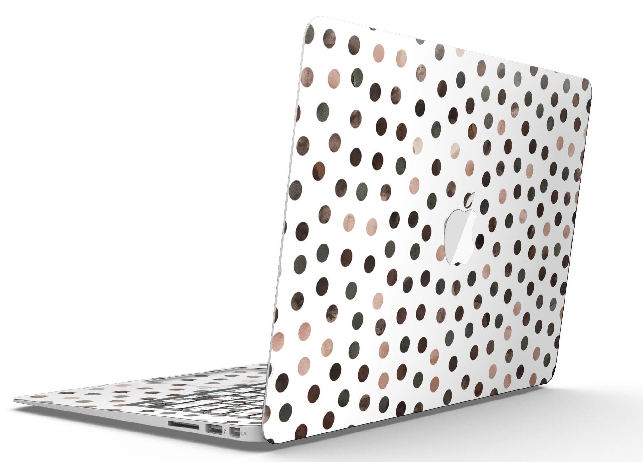 Brown Watercolor Dots Skin Kit for MacBook Air, showcasing a stylish design over a white background.