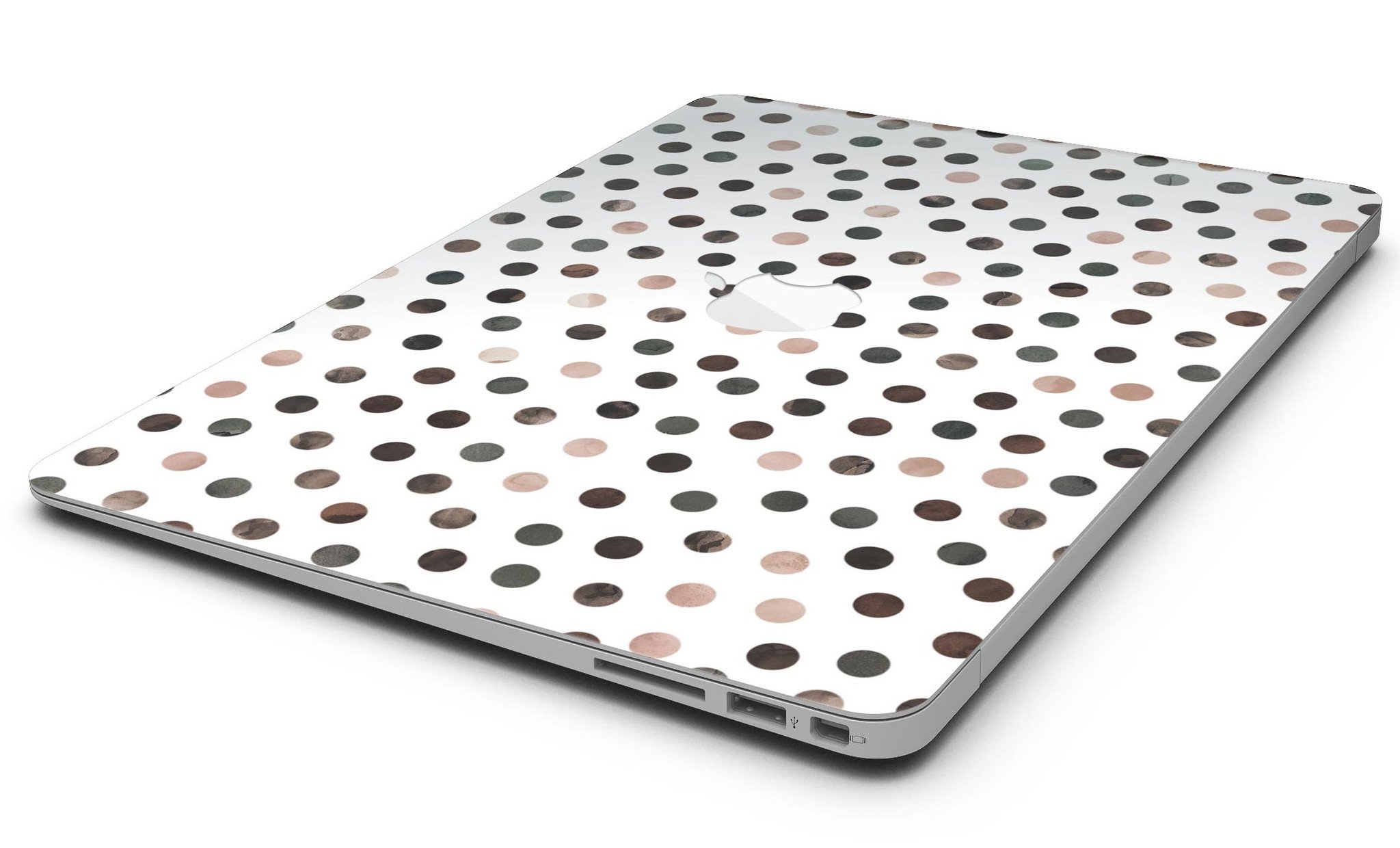 Brown Watercolor Dots Skin Kit for MacBook Air, showcasing a stylish design over a white background.