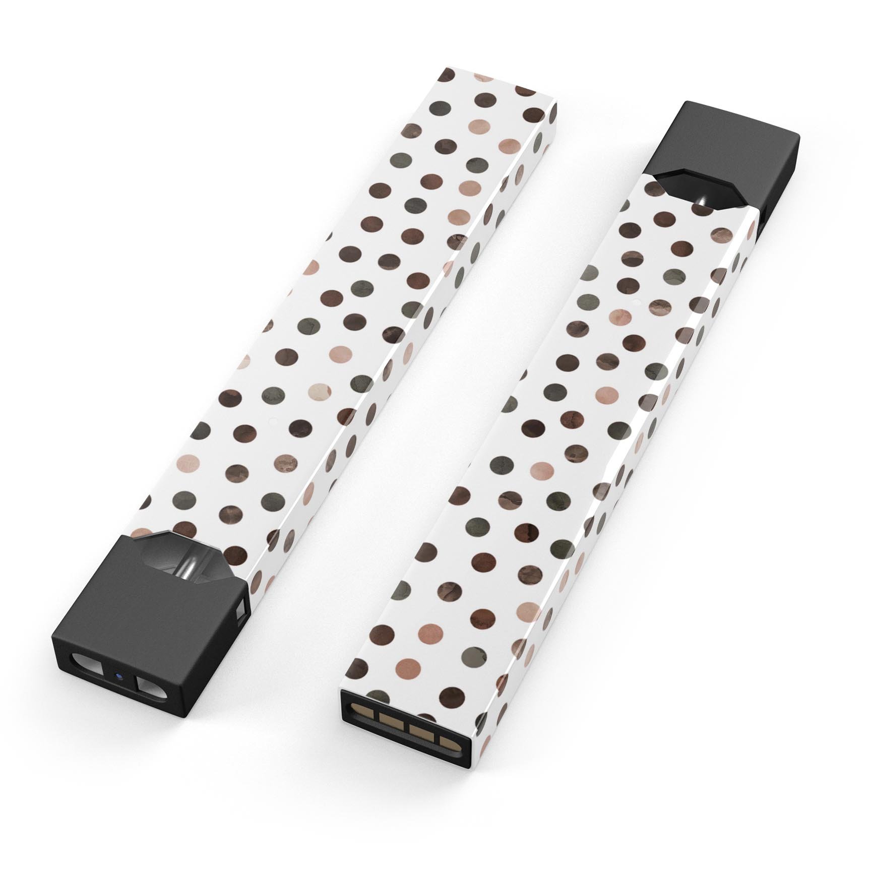 Brown Watercolor Dots skin-wrap for JUUL vaping device, showcasing a stylish design and protective features.