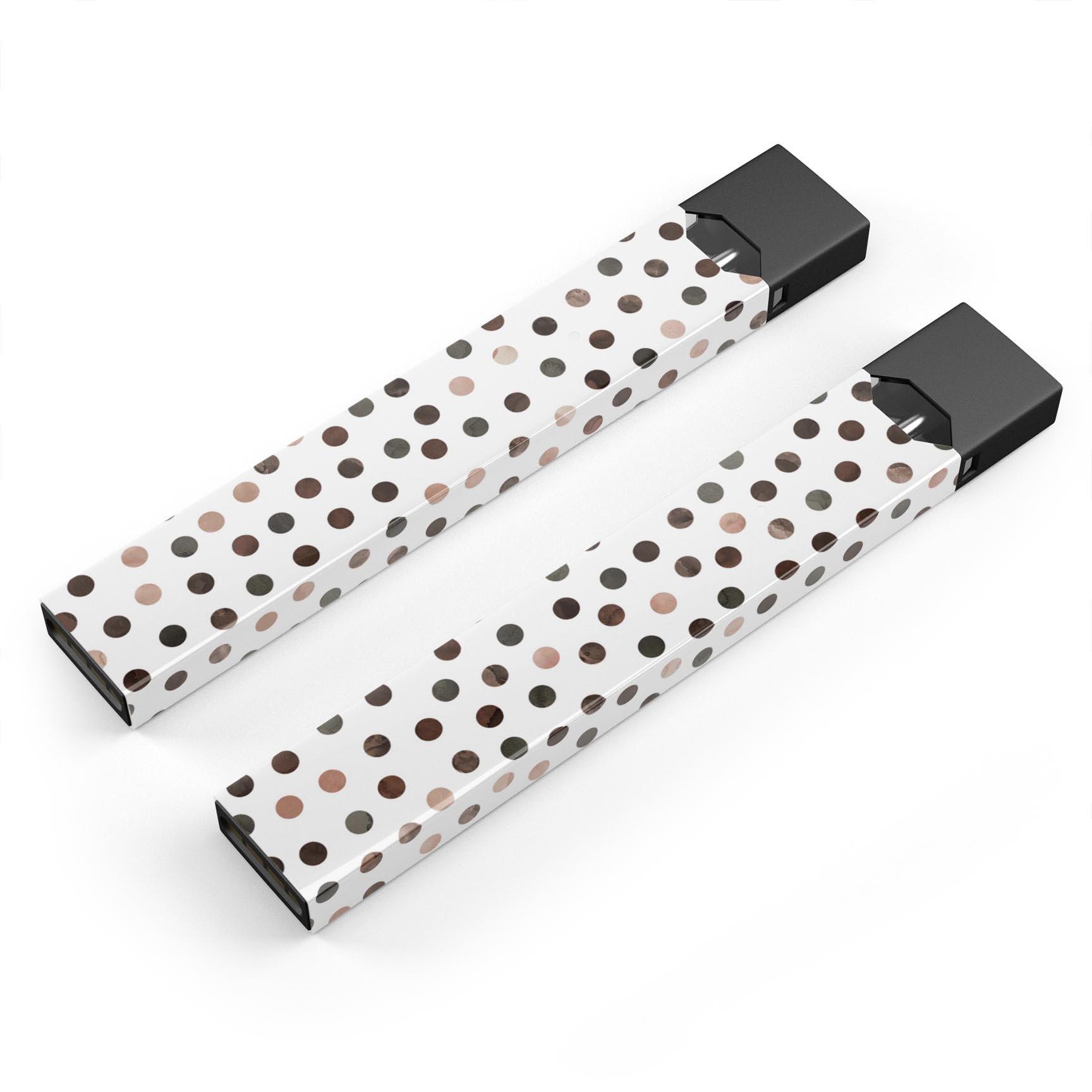 Brown Watercolor Dots skin-wrap for JUUL vaping device, showcasing a stylish design and protective features.