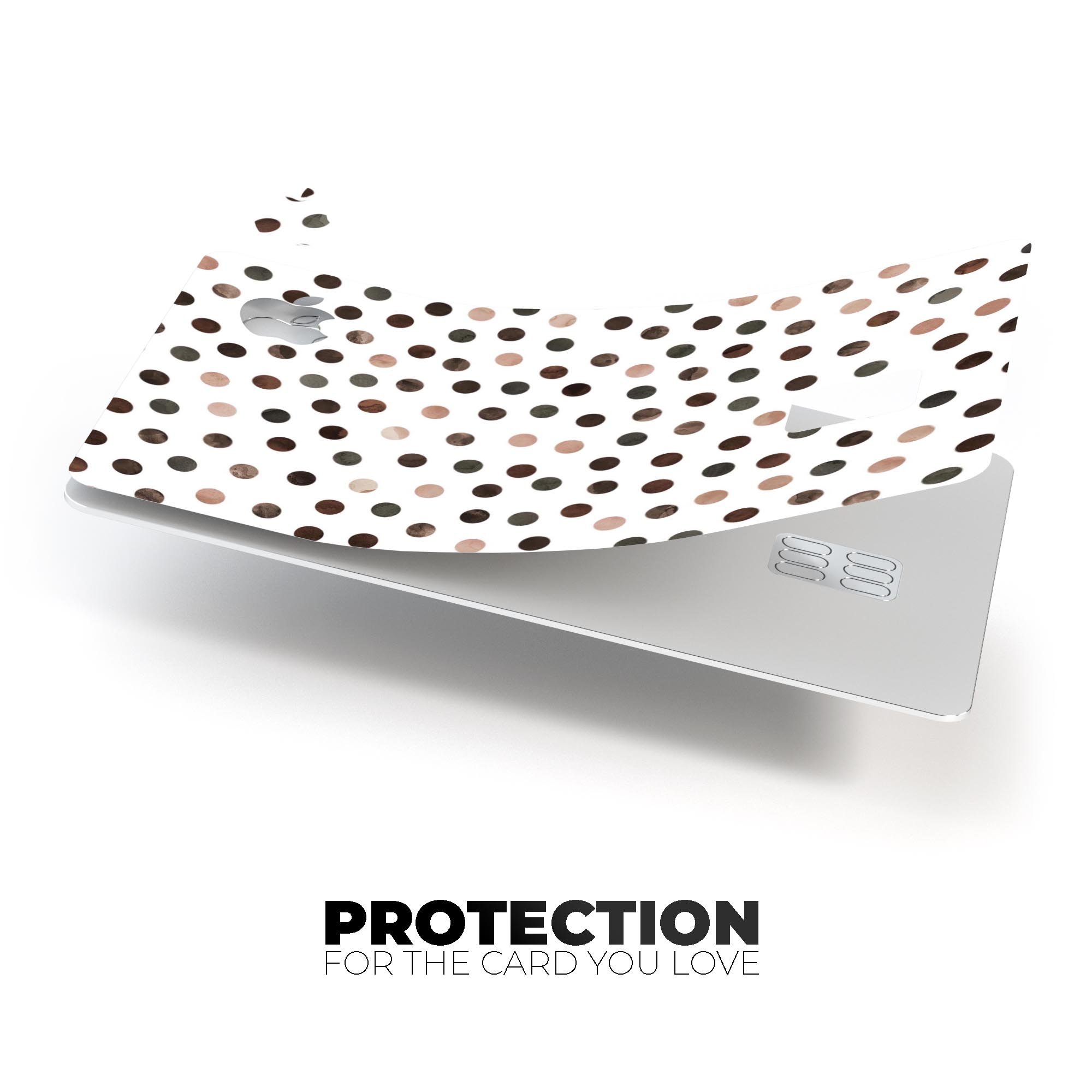 Brown Watercolor Dots skin decal for Apple Card, showcasing a stylish design over a white background.