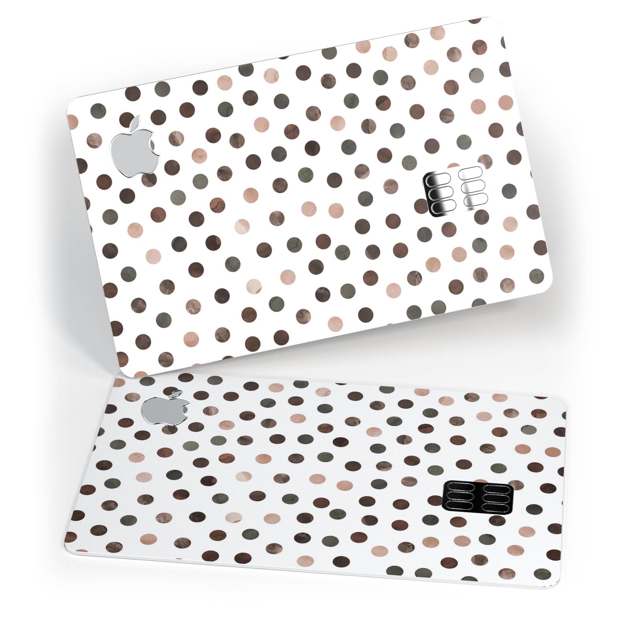 Brown Watercolor Dots skin decal for Apple Card, showcasing a stylish design over a white background.