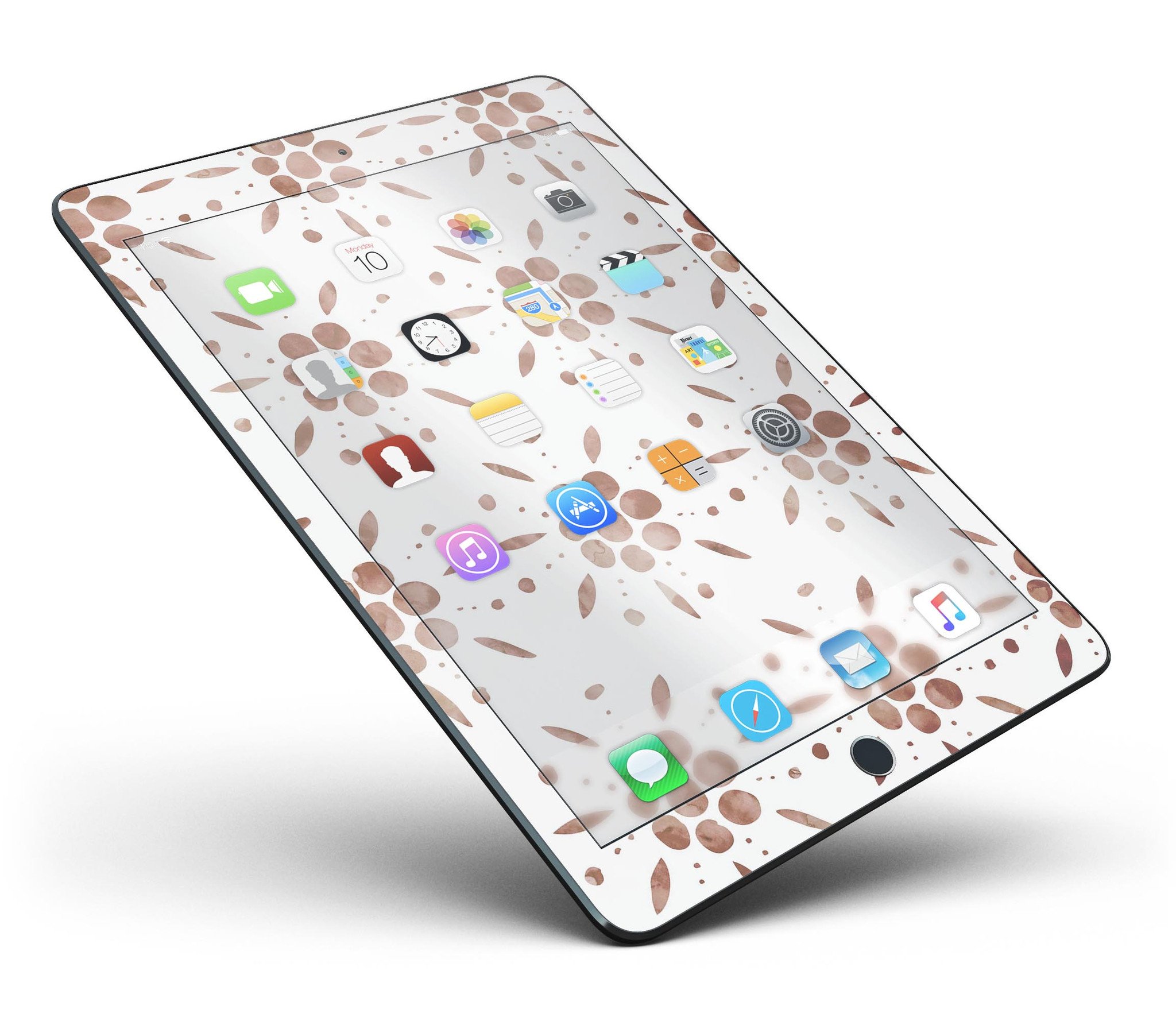 Brown Watercolor Flowers V1 Full Body Skin for iPad Pro, showcasing vibrant floral design on a sleek device.