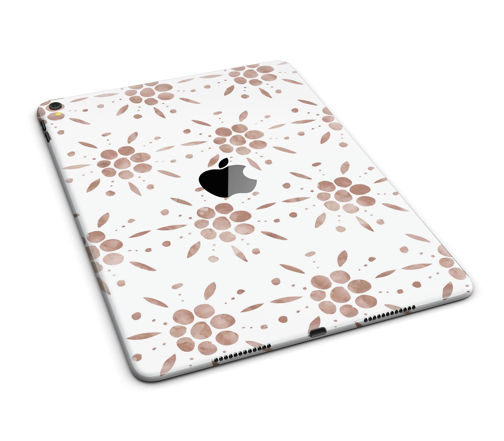 Brown Watercolor Flowers V1 Full Body Skin for iPad Pro, showcasing vibrant floral design on a sleek device.