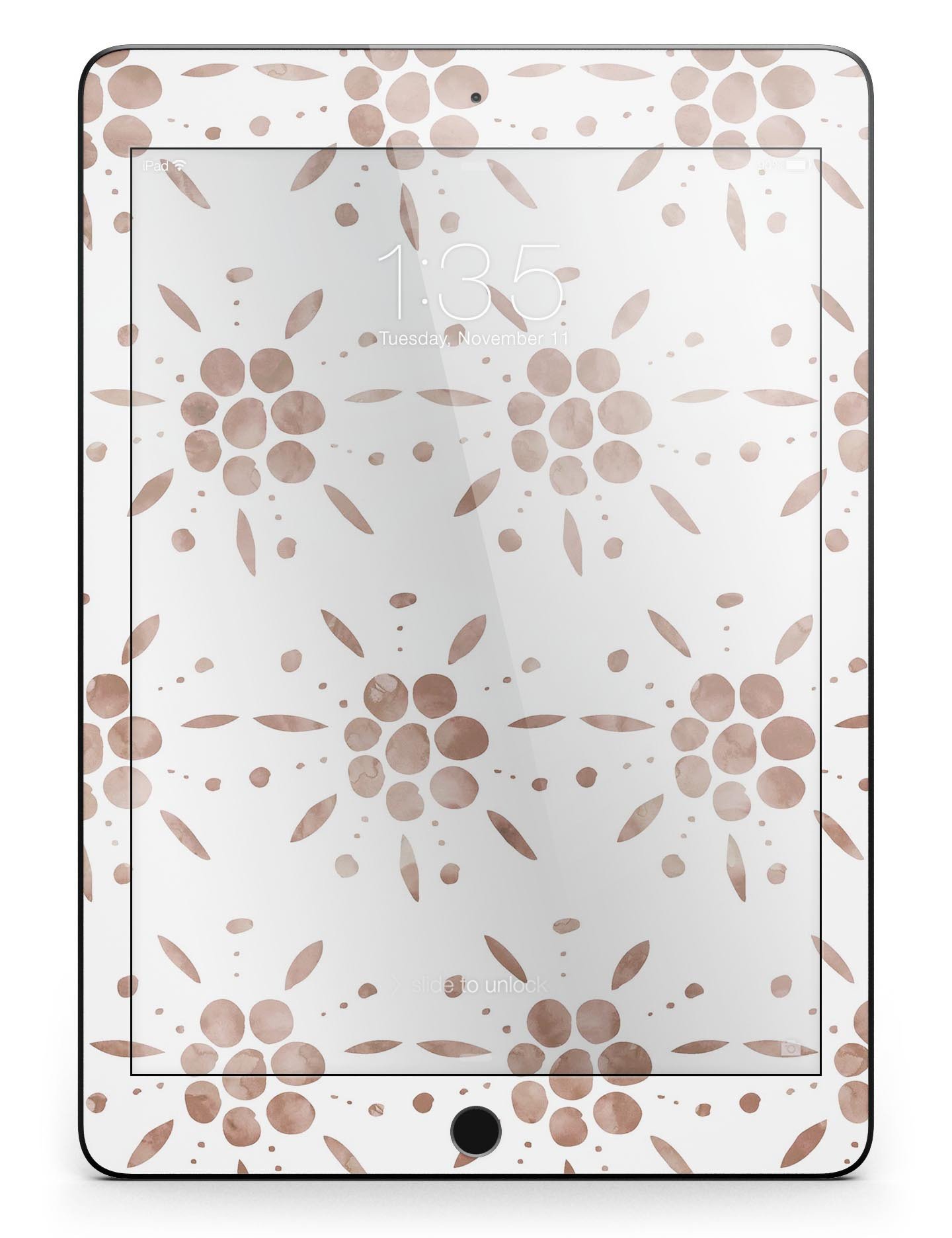 Brown Watercolor Flowers V1 Full Body Skin for iPad Pro, showcasing vibrant floral design on a sleek device.