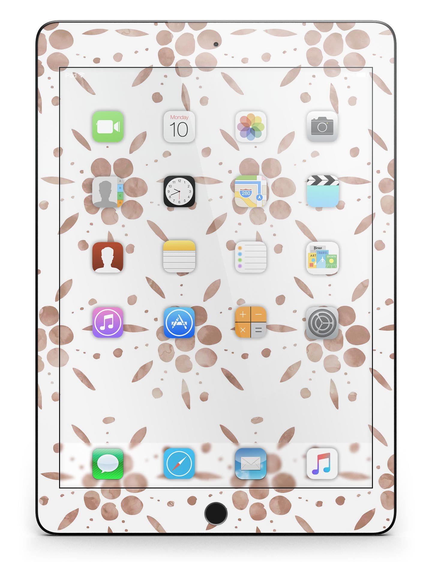 Brown Watercolor Flowers V1 Full Body Skin for iPad Pro, showcasing vibrant floral design on a sleek device.