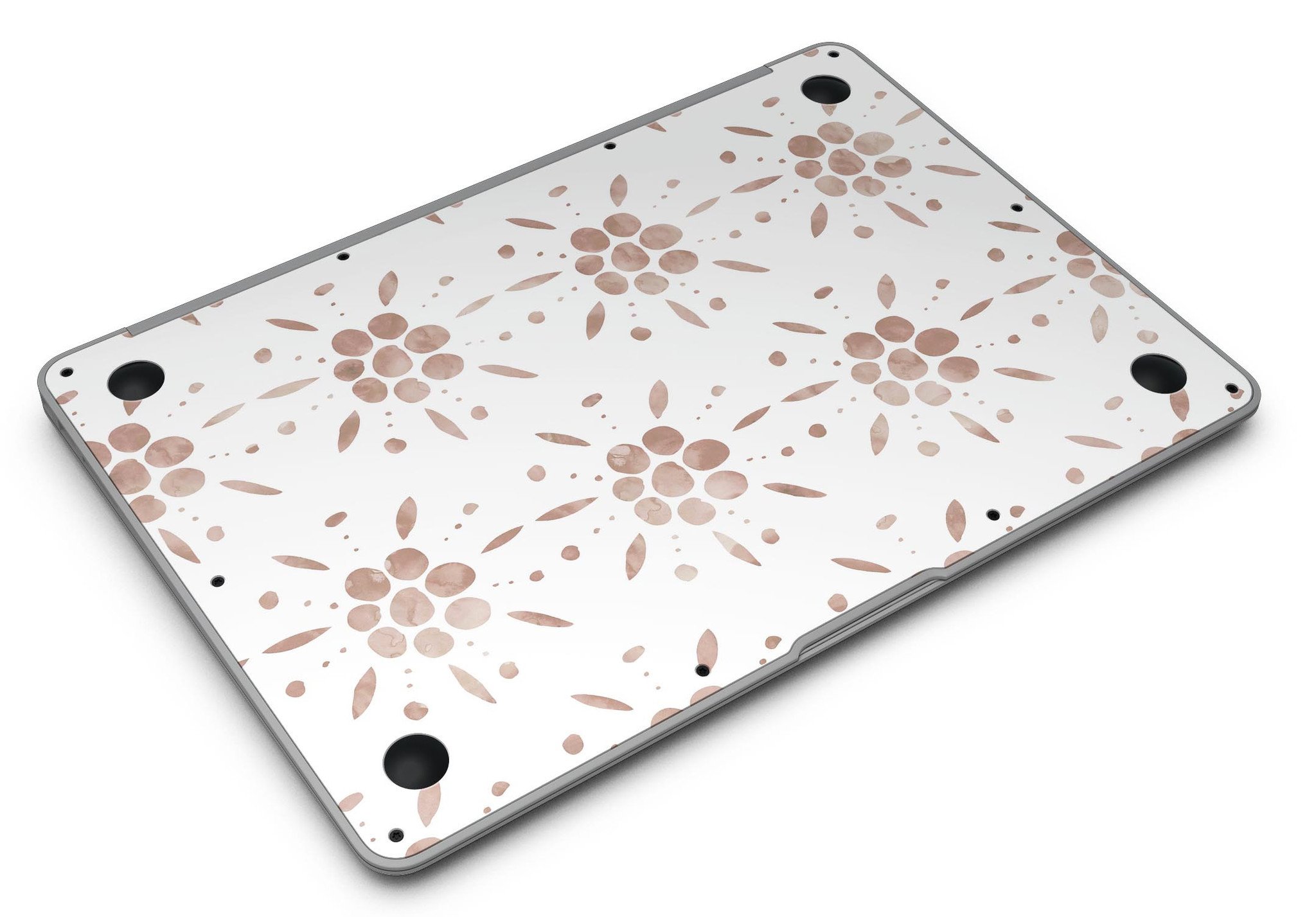 Brown Watercolor Flowers skin kit for MacBook Air, showcasing a vibrant floral design on a sleek device.