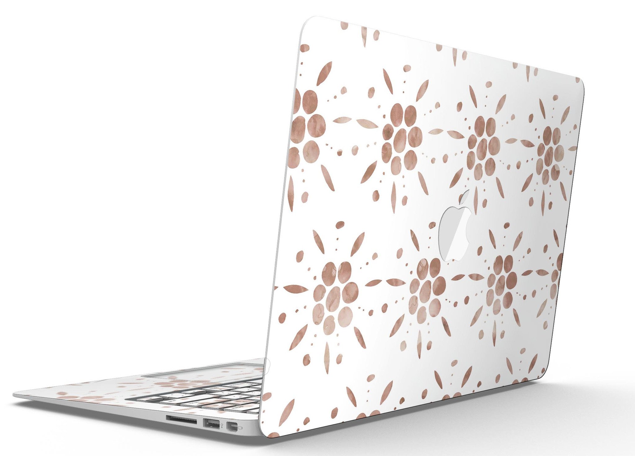 Brown Watercolor Flowers skin kit for MacBook Air, showcasing a vibrant floral design on a sleek device.