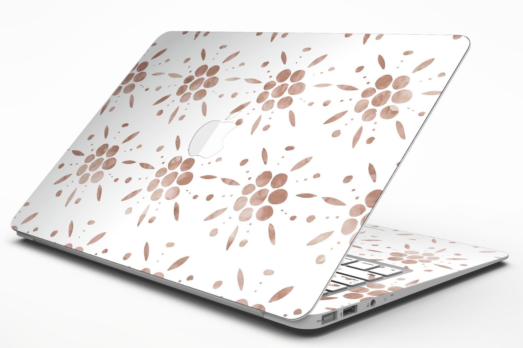 Brown Watercolor Flowers skin kit for MacBook Air, showcasing a vibrant floral design on a sleek device.