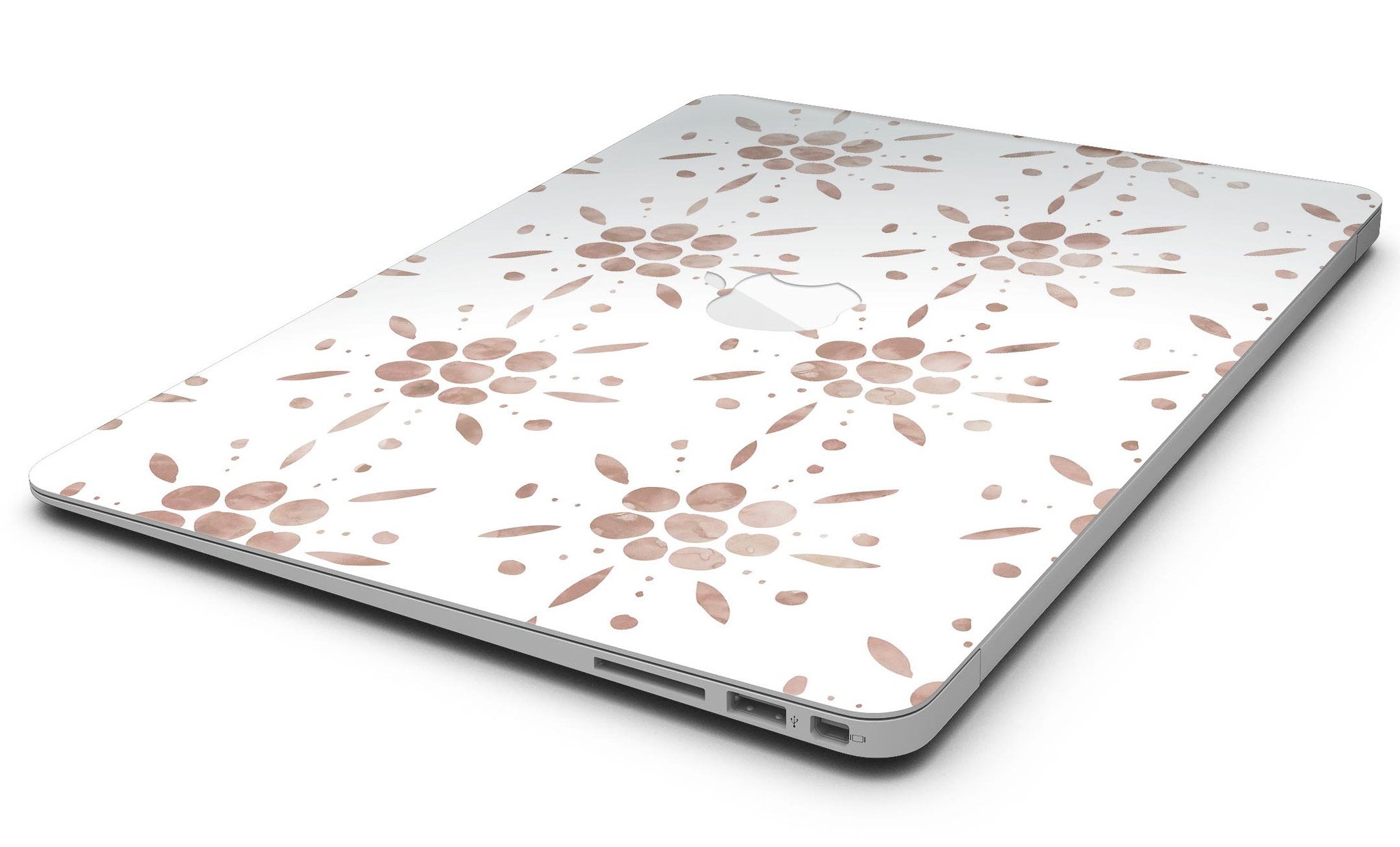 Brown Watercolor Flowers skin kit for MacBook Air, showcasing a vibrant floral design on a sleek device.