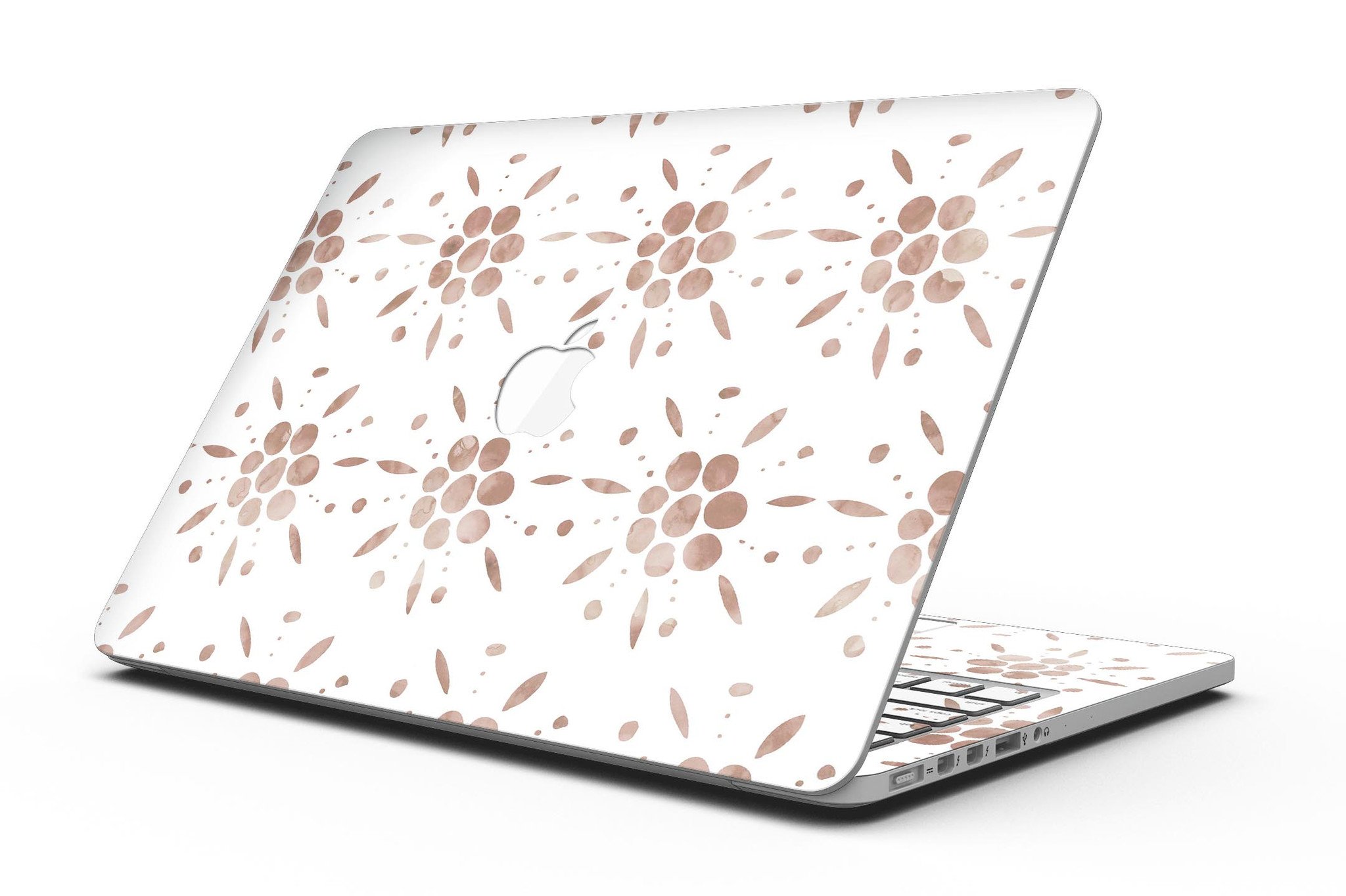 Brown Watercolor Flowers skin for MacBook Pro with Retina Display, showcasing vibrant floral design on a sleek device.